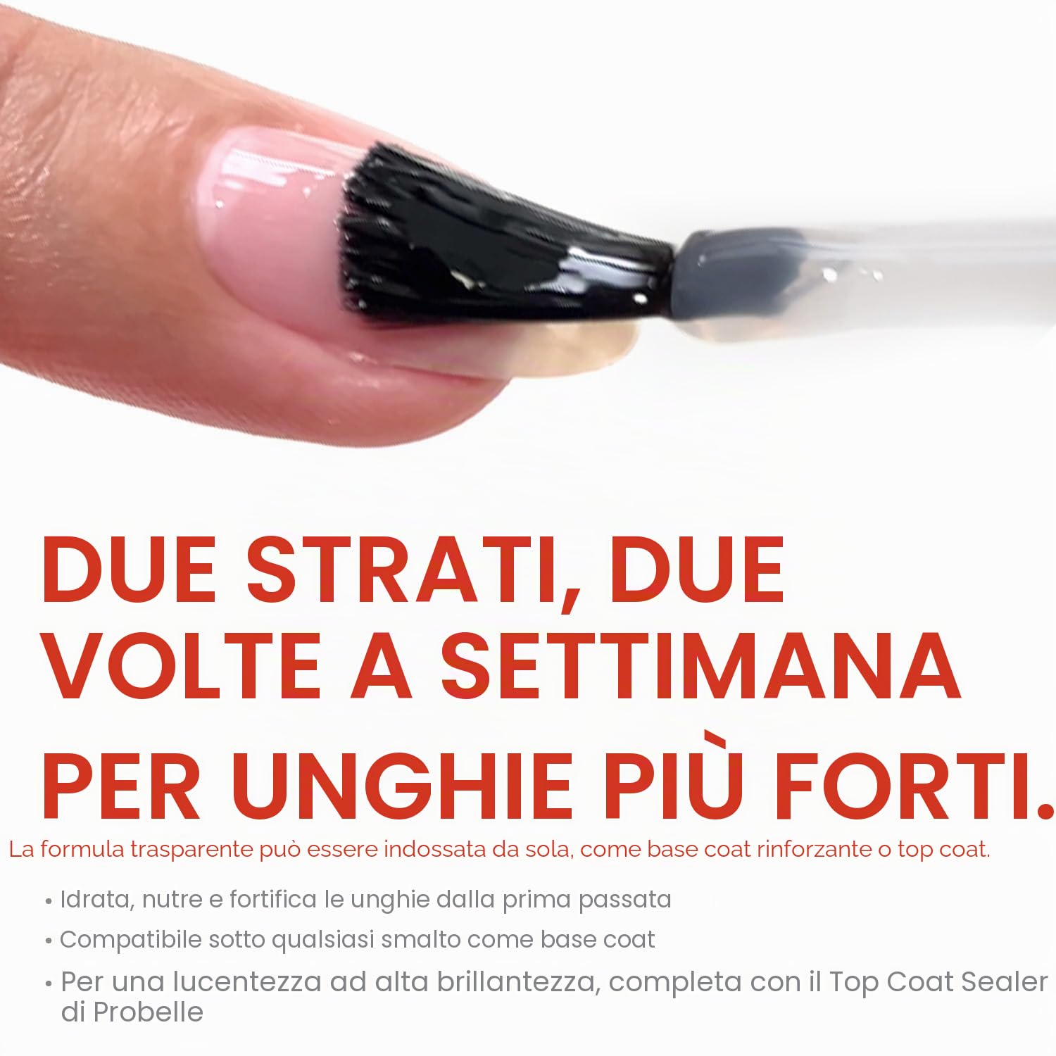 Probelle Rinforzante per Unghie, Trattamento Rinforzante per Unghie, Crescita e Riparazione Delle Unghie, Blocca la Desquamazione, Spaccature, Scheggiature, (Chiaro)(0,5 fl oz (confezione da 1))
