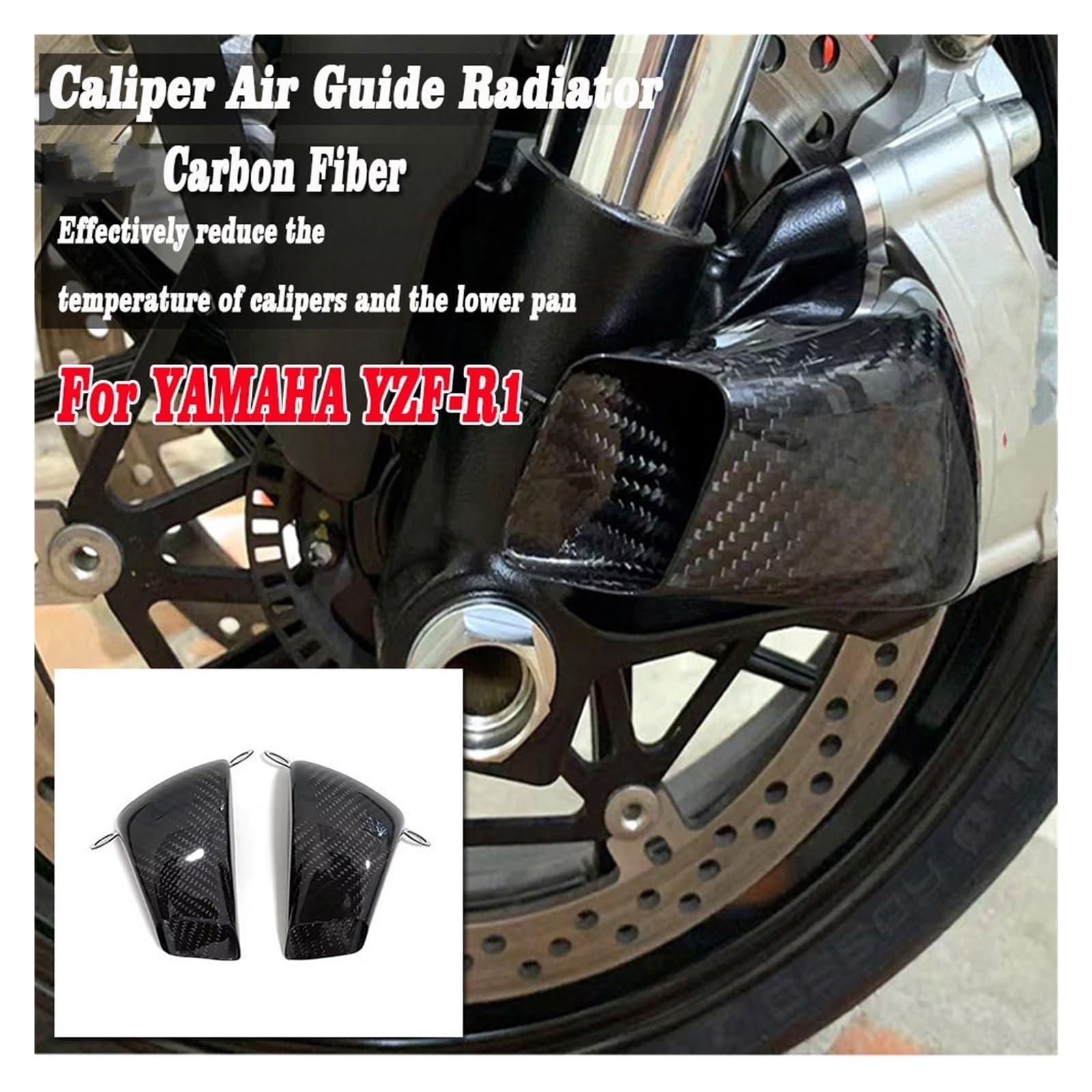Ajuste para Yamaha YZF-R1 Accesorio Pinza de Fibra de Carbono Cubierta del radiador conductos de Aire Freno refrigeración disipador de Calor Enfriador de Pinza de Freno(Matte)