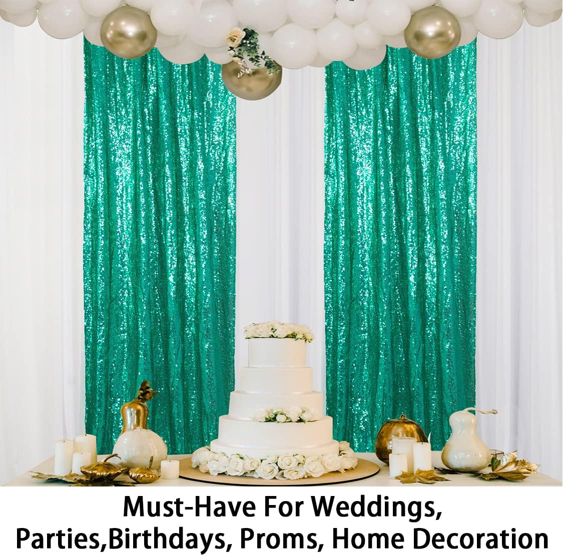 Sequin Backdrop Pack of 2 Green Sequin Curtains 2FTx7FT Curtain Chiristmas Green Sequin Photo Backdrop Glitter Backdrop Decoration Suitable for Party Wedding Halloween Y1023