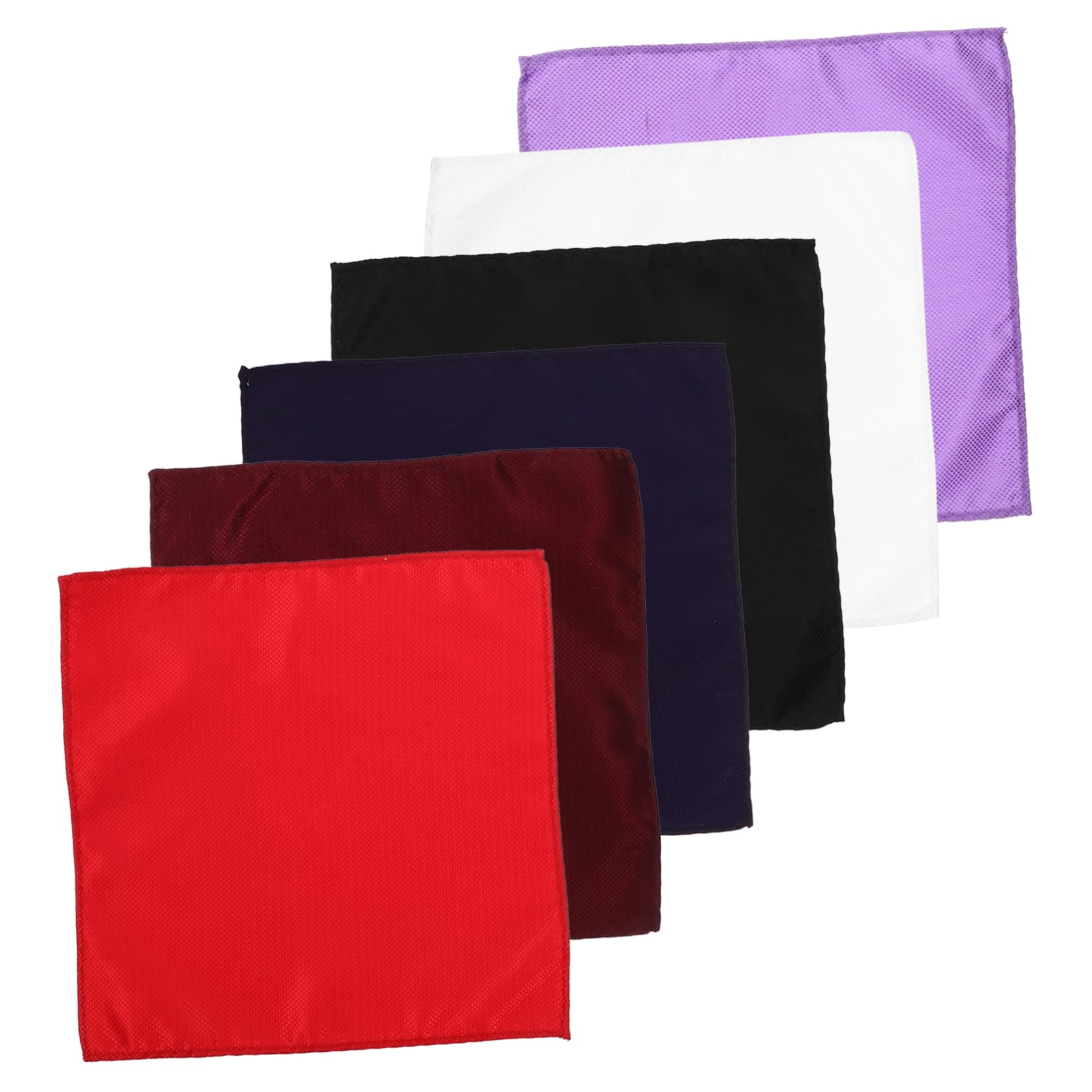 BESTYASH 6pcs Men's Suit Pocket Square Pure White Black Dark Red Navy Blue Purple Fine Fabric Handkerchief for Men