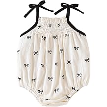 ROMPERINBOX Baby Girl Bodysuit Cotton Spaghetti Strap Sleeveless Onsies Summer Infant Camisole Romper 0-24 Months