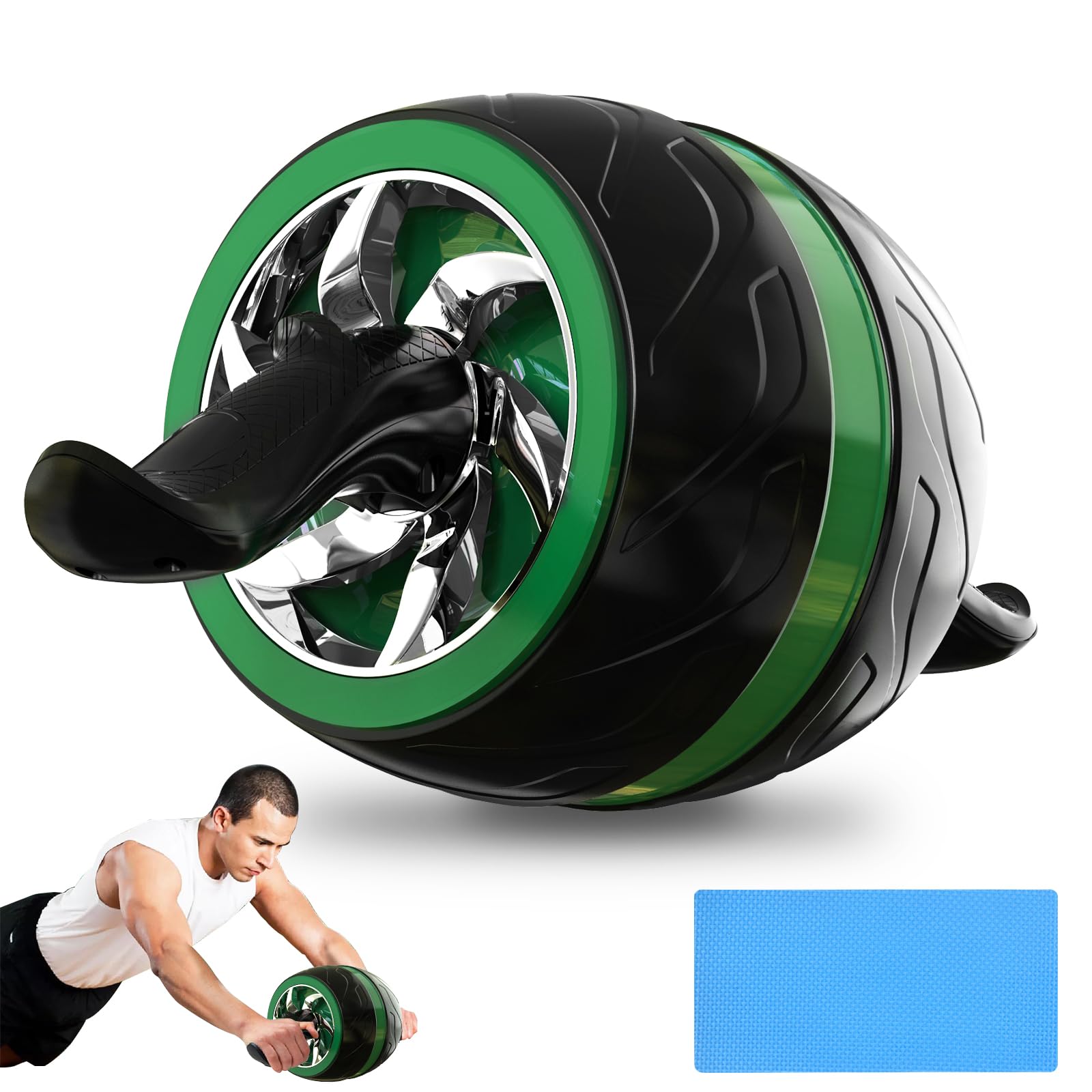 JJMAuto Rebound Exercise Roller - Abdominal Roller for Home Core Strength Training with Built-in Spring Resistance Auto Rebound