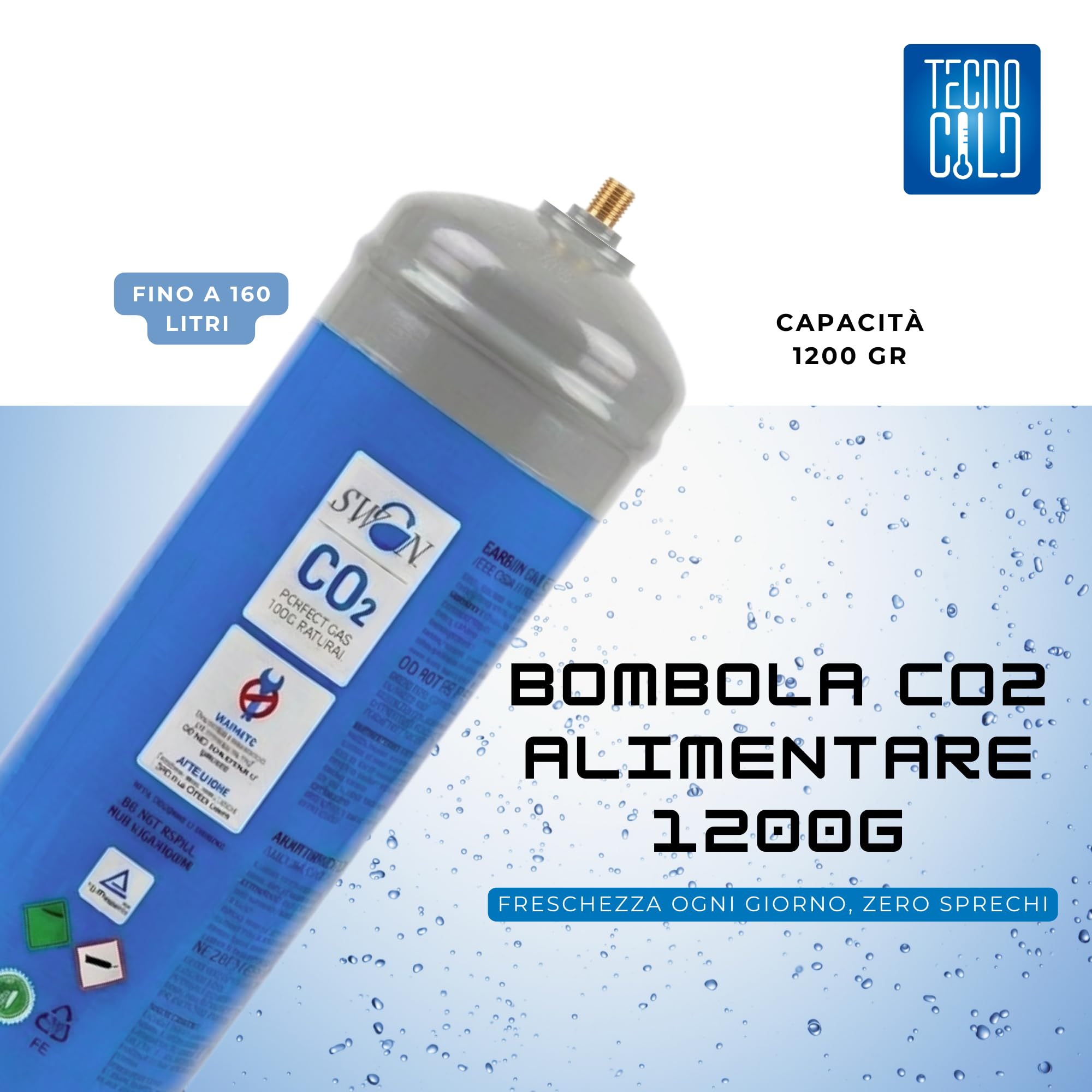 Bombola CO2 1200 g Alimentare E290 per Gasatore Acqua Frizzante – Attacco Universale M11x1 – 4 Bombole CO2 Monouso Alta Capacità