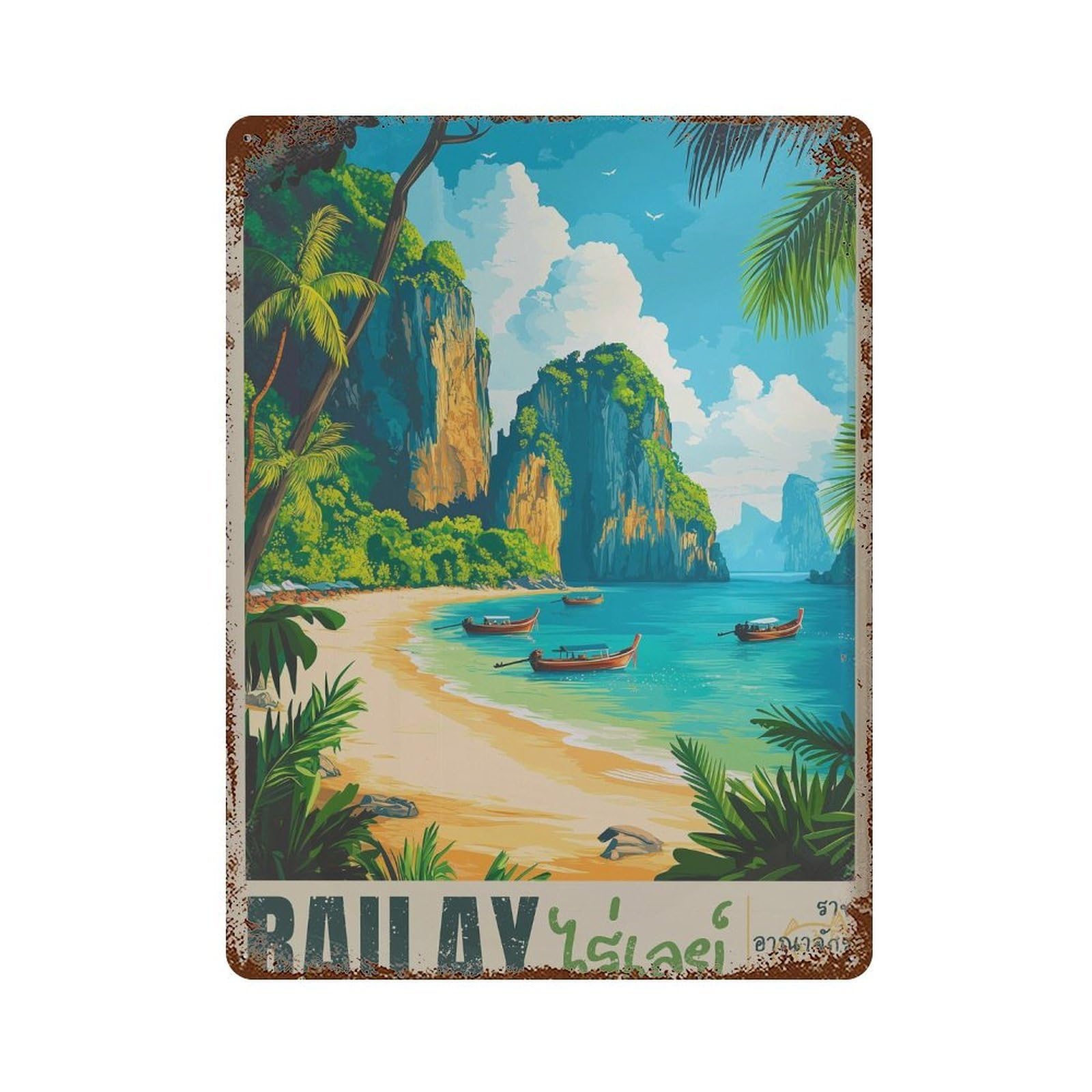 xiaoxiaoshen Railay Beach Thailand Tropical Travel (2) Wall Decor Art Metal Tin Poster Modern Home Decor Art Home Bar Shop Decorations Vintage Sign 40x30cm