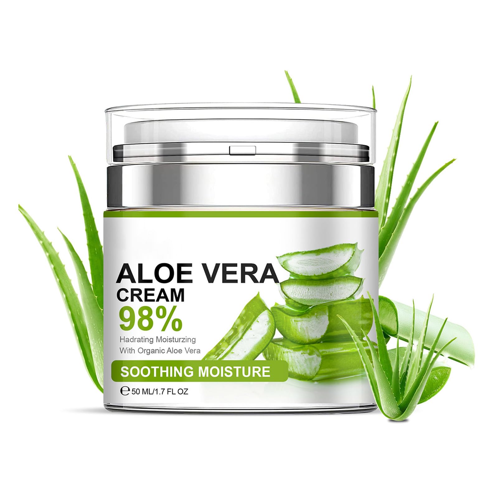 Aloe Vera Moisturizer Facial Cream,Facial Cream With 98% Organic Aloe Vera,Anti Wrinkle Face Moisturize,For Dry Skin,Acne Scars,Soft,Moisturizing & Delicate Skin