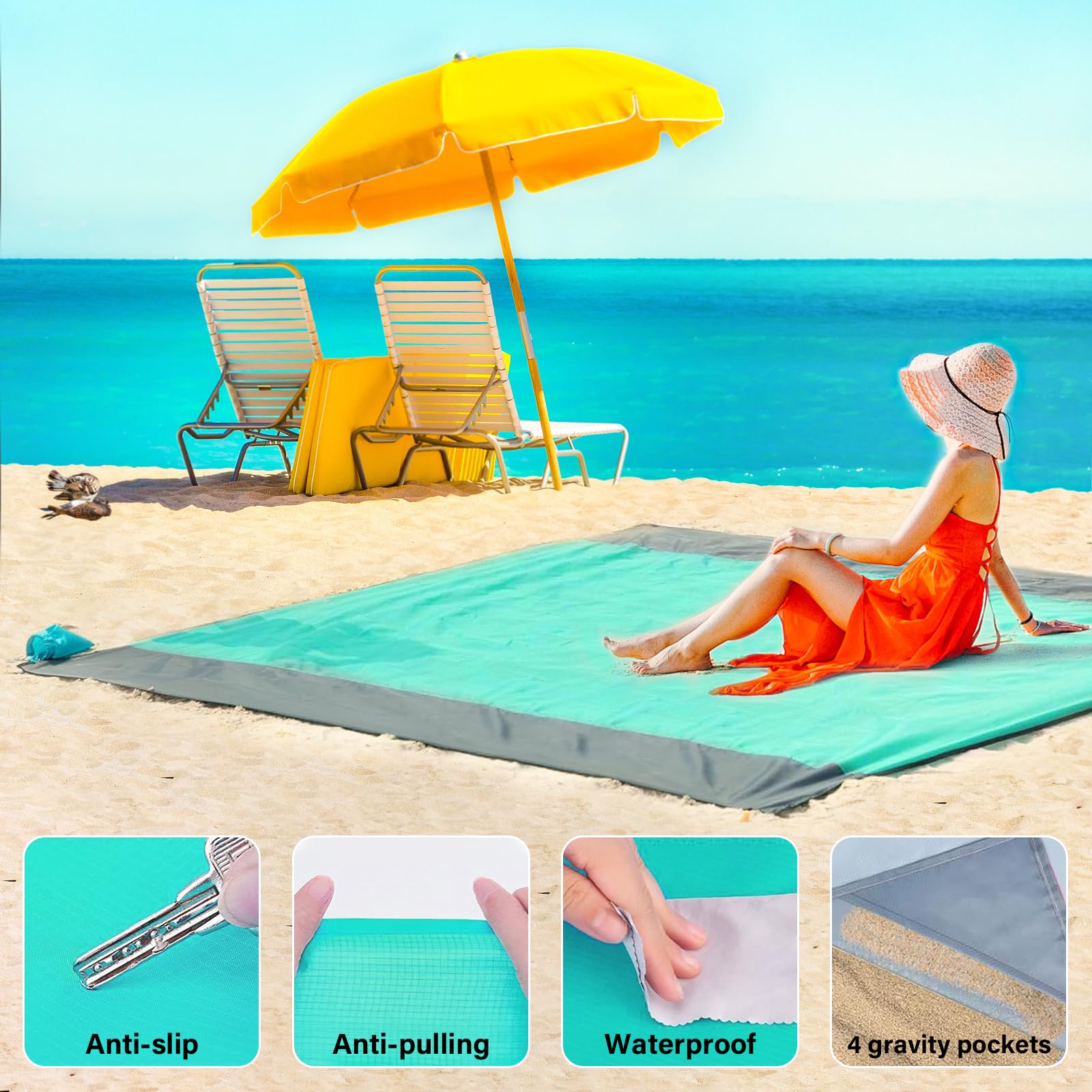 Couverture De Camping Bleue – Pliable, Crochet, Idéale Pour Extérieur