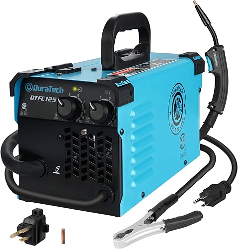 DURATECH Soldador MIG de 125 A, soldador de núcleo de flujo de 120 V, kit de soldadura sin gas con alimentación de alambre, pistola de soldadura y