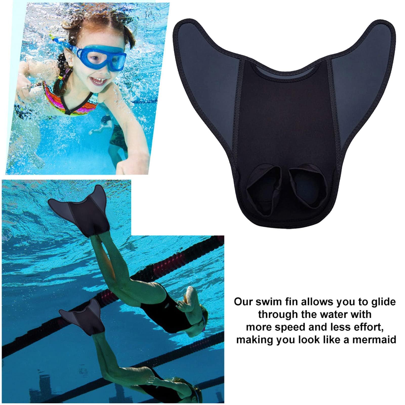 Pinne da Nuoto per Bambini Pinne monolitiche a Coda di Sirena Monopinna Monopezzo Pinne da Immersione Pinne da Allenamento per Nuoto Sport Acquatici Attrezzatura