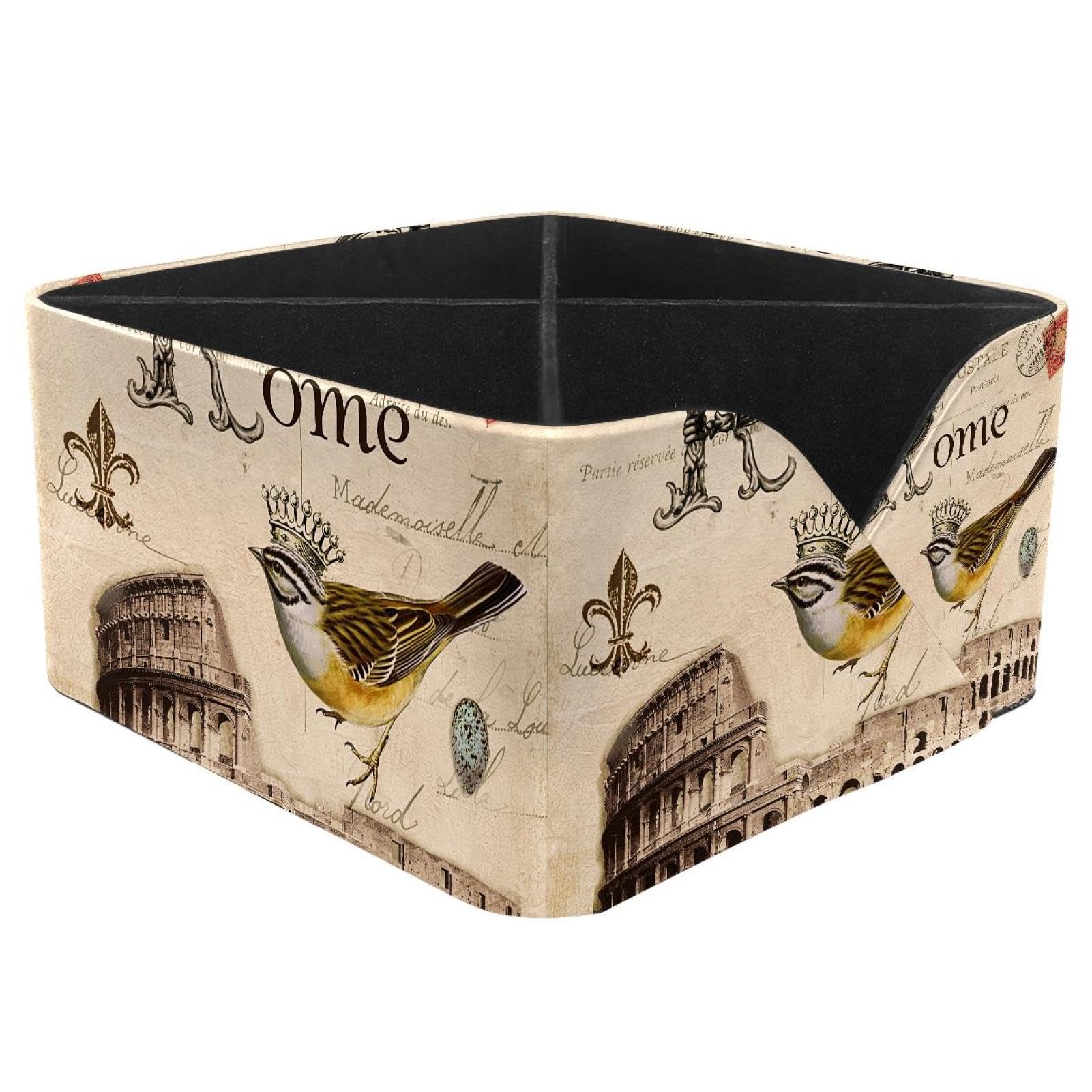 KengjuTesu Romantic Rome Desktop Organizer Pen Holder, Rectangular Pencil Cup for Office, Study and Makeup Stations