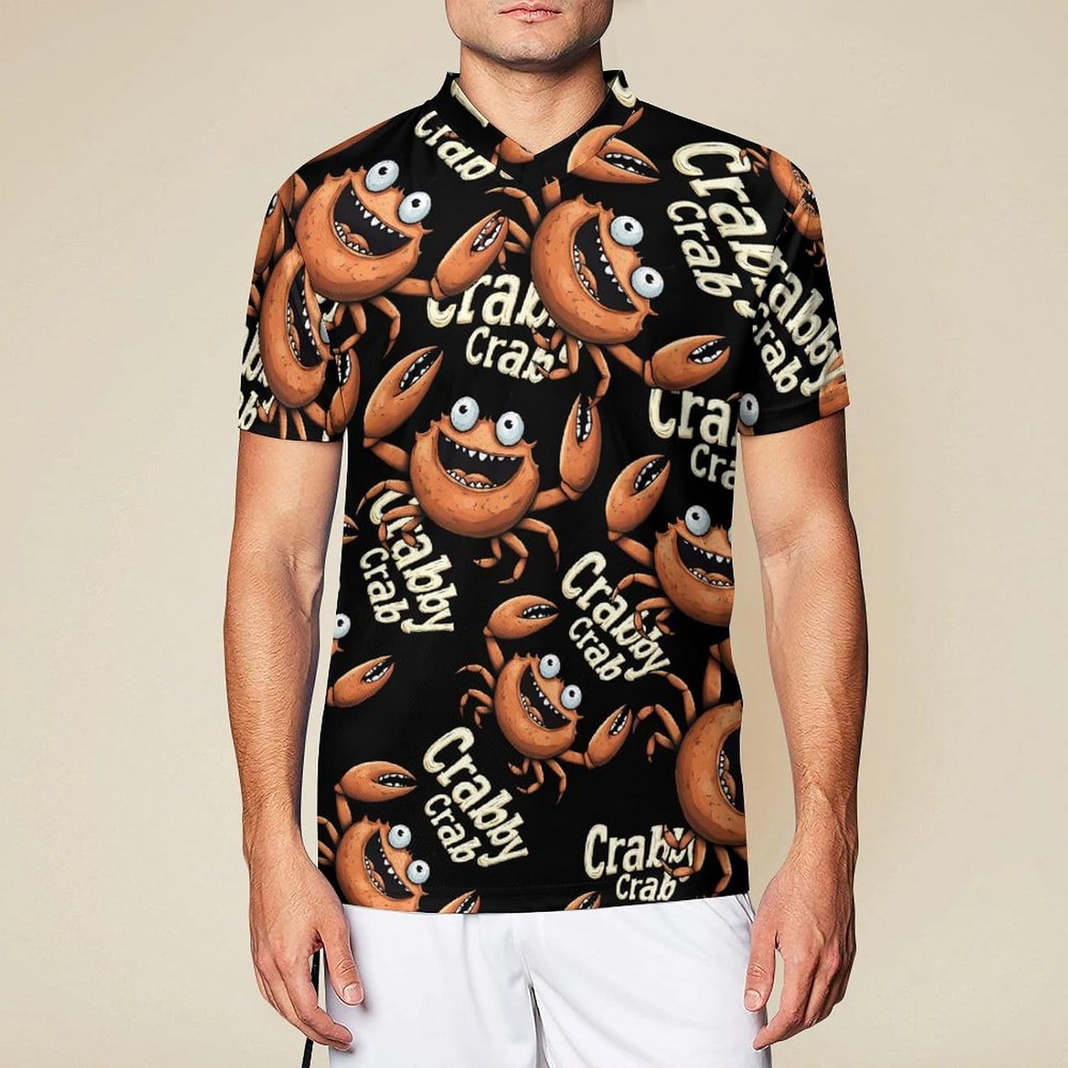 Crabby Crab Men's Running Shirts V Neck Short Sleeve T Shirt Football Jersey Sport Tops 6X-Large