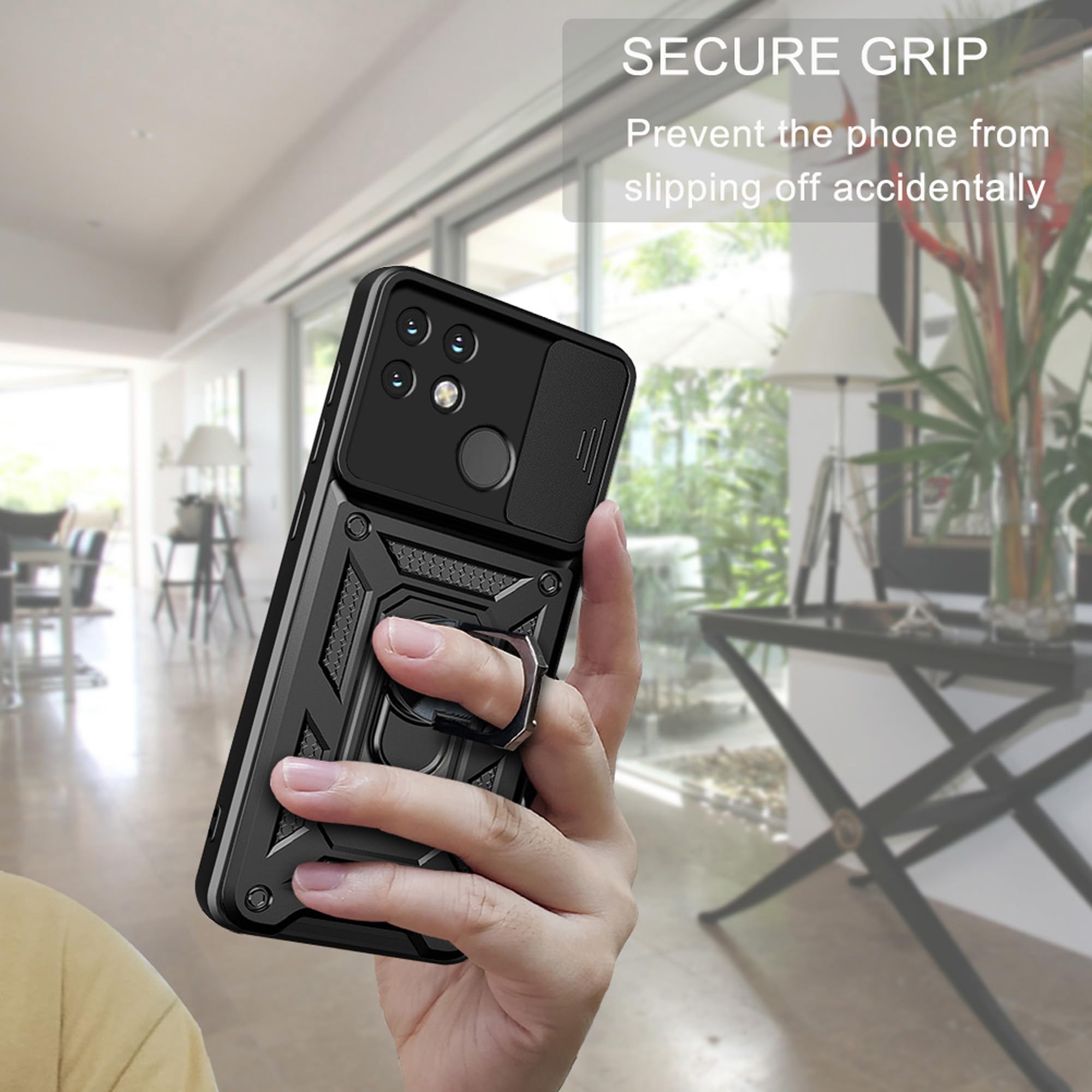 COQUE Custodia Realme Narzo 50A Shell, Custodia posteriore per telefono Black Panther con supporto magnetico, Cover ultra sottile per paraurti in TPU antiurto per Realme Narzo 50A-rosso