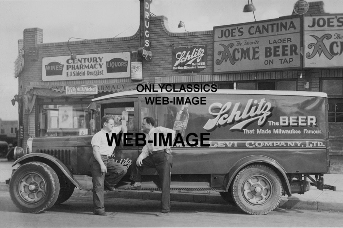 Schneider Electric 1933 Old Schlitz Beer Truck Acme Lager Sign 8x12 Photo Joe's Cantina Brew BAR