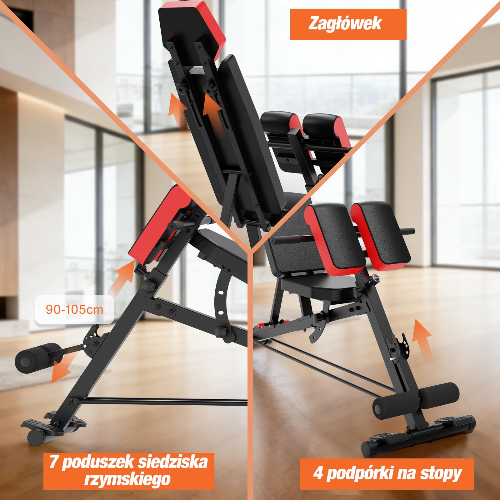 DH FitLife 2026 Ławka Treningowa Regulowana 6-w-1 z Hyperextension do Pleców do 350 kg | Wielofunkcyjna Ławka do Ćwiczeń do Domowej Siłowni | Ławka Skośna do Bench Press i Treningu Całego Ciała