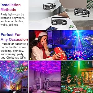 Disco Ball Light,Party Disco Dj Strobe Ocean Star Projector Dance Light Sound Activated with Remote Control Stage Rave for Parties Club Bar Birthday Wedding KTV Christmas Halloween Dancing Dcor