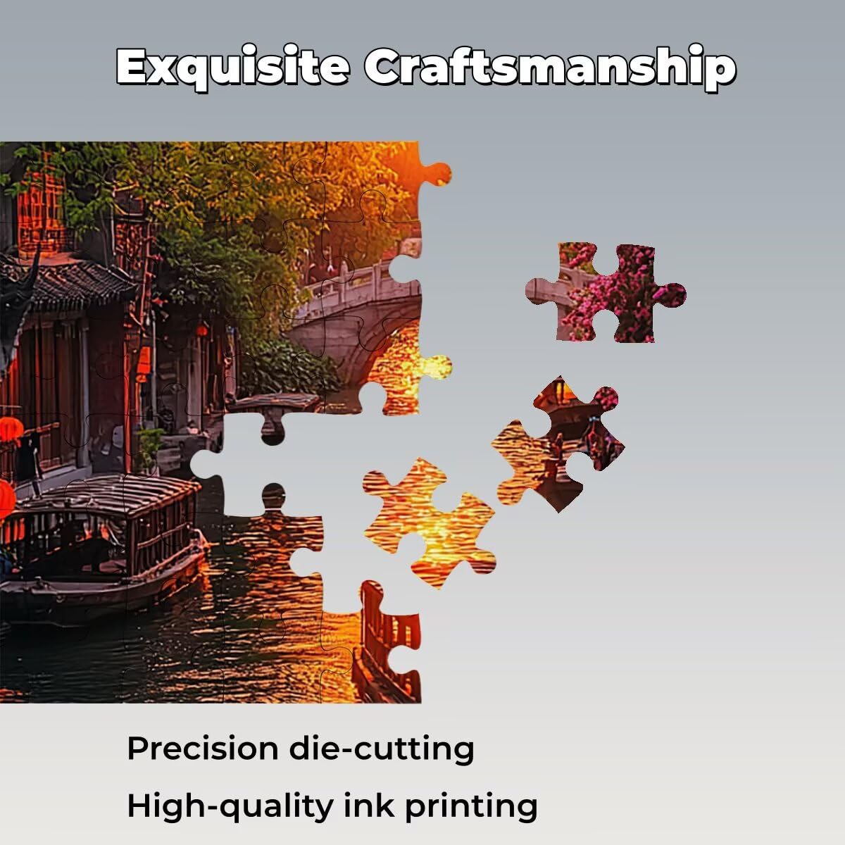 Puzzle 3000 Pezzi Barca, Puzzle Tramonto, Puzzles in Legno, 122x81cm -1458