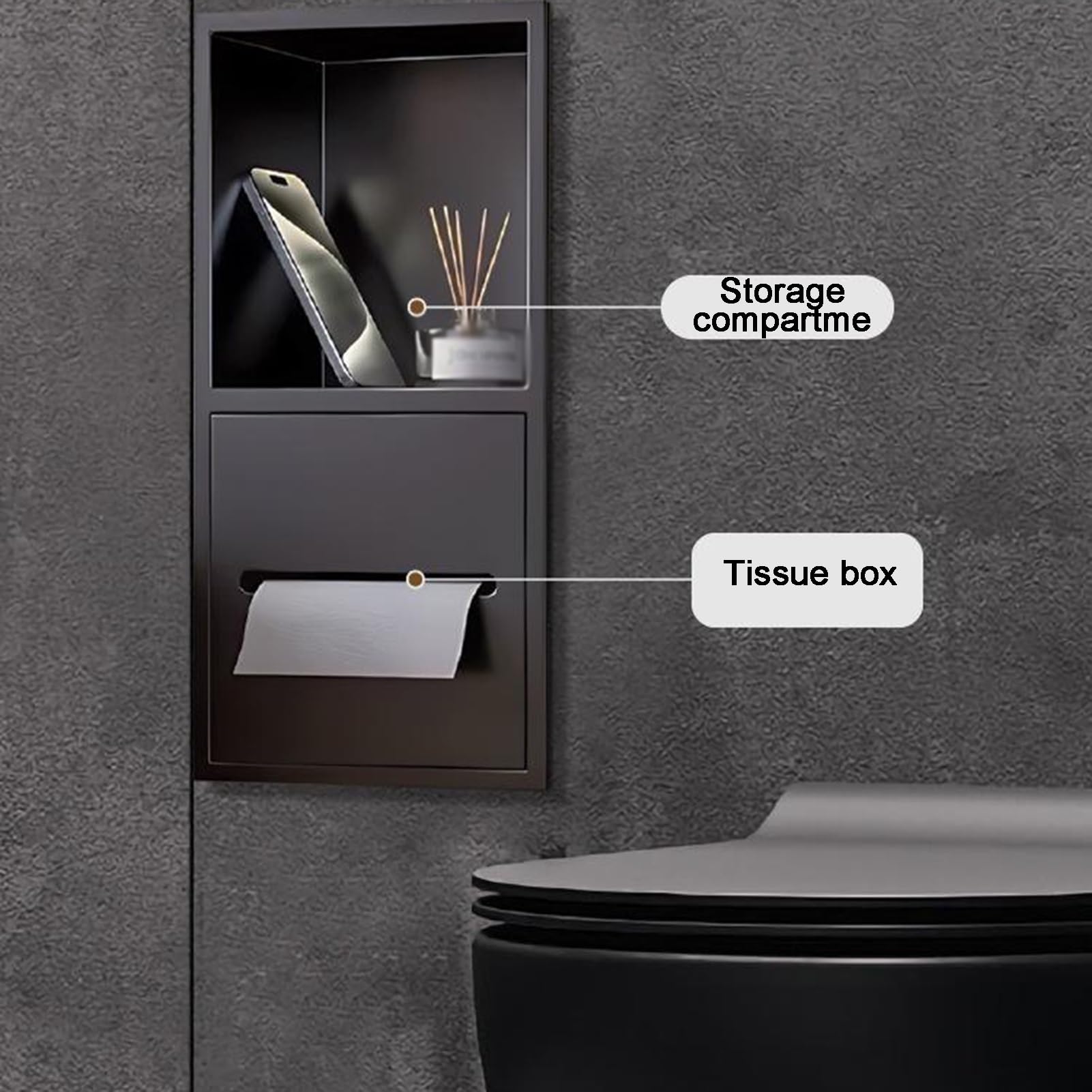 Uchwyt na papier toaletowy ze stali nierdzewnej, wielokolorowy organizer pod prysznic, wbudowana konstrukcja, wszechstronne rozmiary (szary, 400 x 200 x 125 mm) – idealny do łazienki