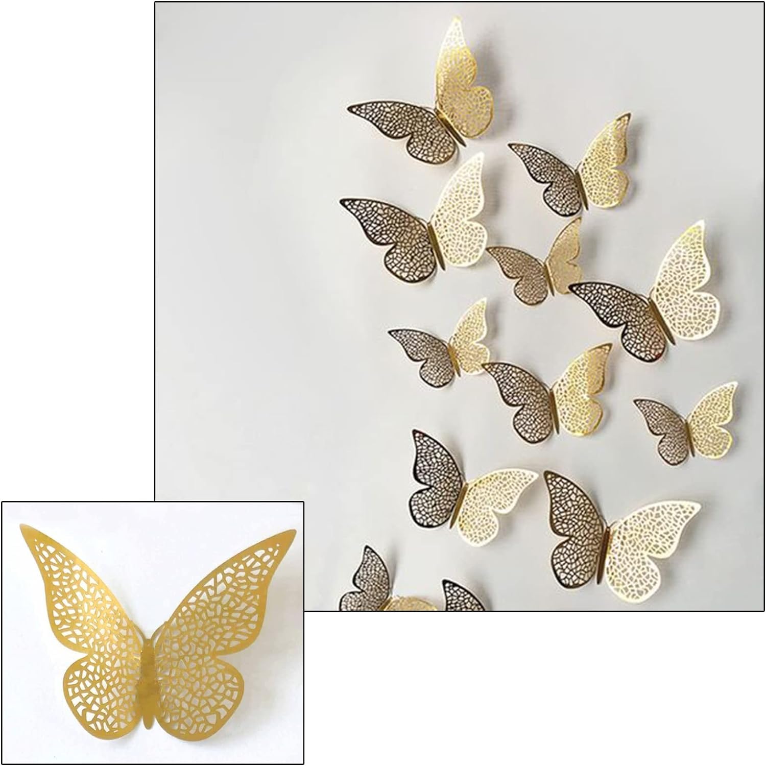 TRKETK 84 Pezzi Decoro da Parete a Farfalla, Adesivi Rimovibili con 3 Diverse Dimensioni Adesivi Murali Farfalla per Casa 3D Farfalle Decorazioni Adesivi Murali per Casa, Camera da Letto, Decorazione
