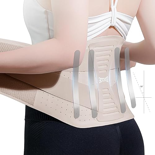 GOUNOD Soporte de espalda ajustable para dolor de espalda baja para mujeres y hombres, soporte extraíble para hernia de disco, escoliosis y alivio