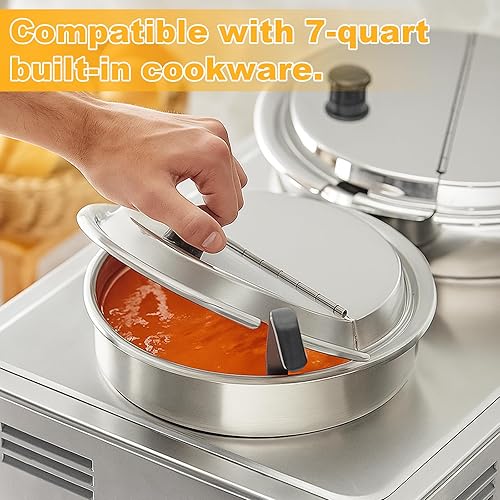 Miniatura 4 de Blulu 2 piezas de 7 cuartos de galón de acero inoxidable con bisagras cubiertas de aislamiento para platos estándar de 7 cuartos de galón