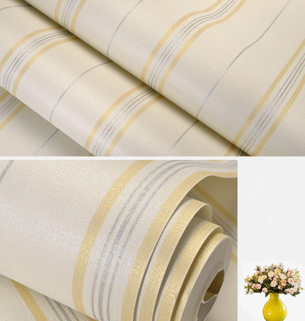 Papier peint non tissé rayures verticales jaune mur salon écologique revêtement
