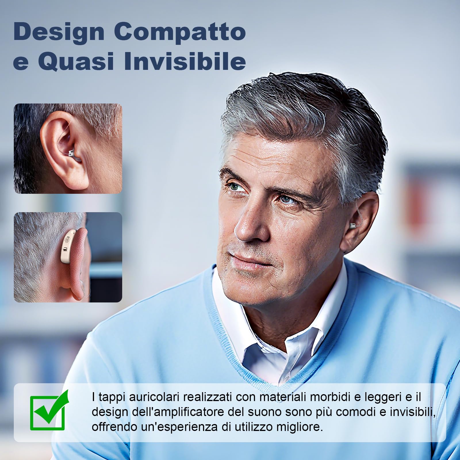 Amplificatore Audio Ricaricabili per Anziani, con Soppressione del Rumore e Volume Regolabile, Interruttore di Accensione Indipendente