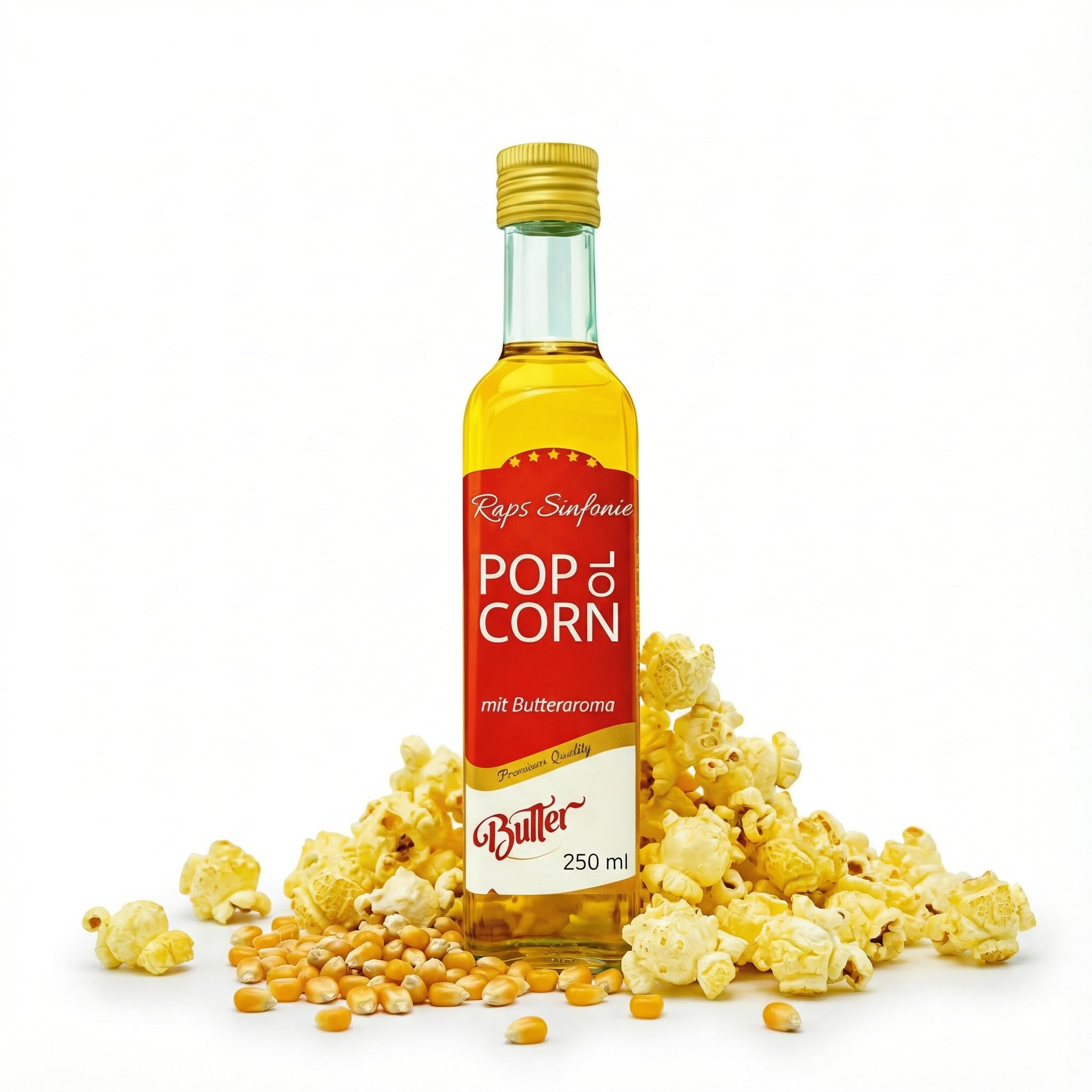 Hopser Food Fun 250 ml aceite de palomitas de maíz con fino sabor a mantequilla natural y práctico pico vertedor Palomitas de maíz