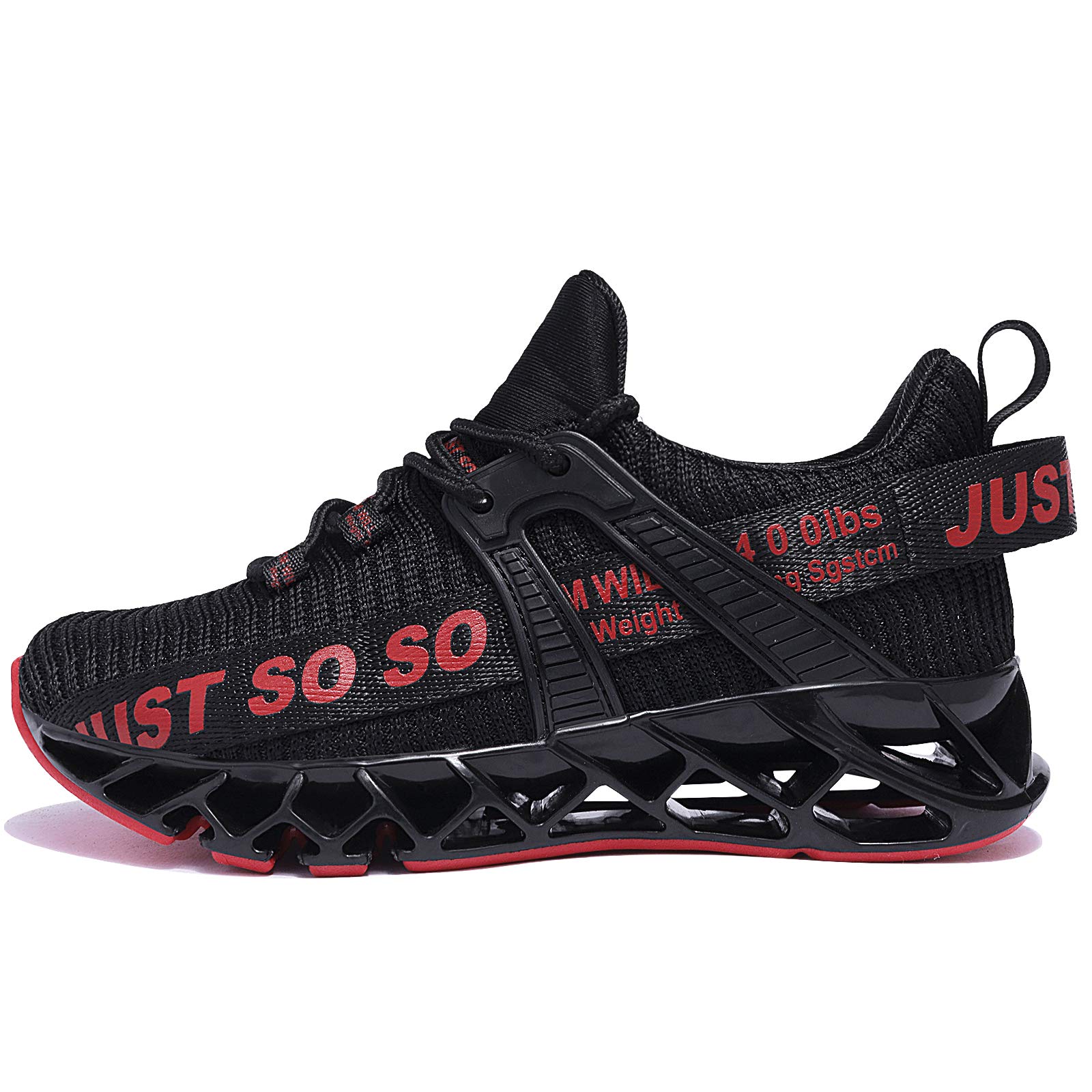 COKAFIL Boys Girls Running Shoes Tennis Lightweight Sneakers for Little Kids/Big Kids, Black Red, 6 Y/37 EU