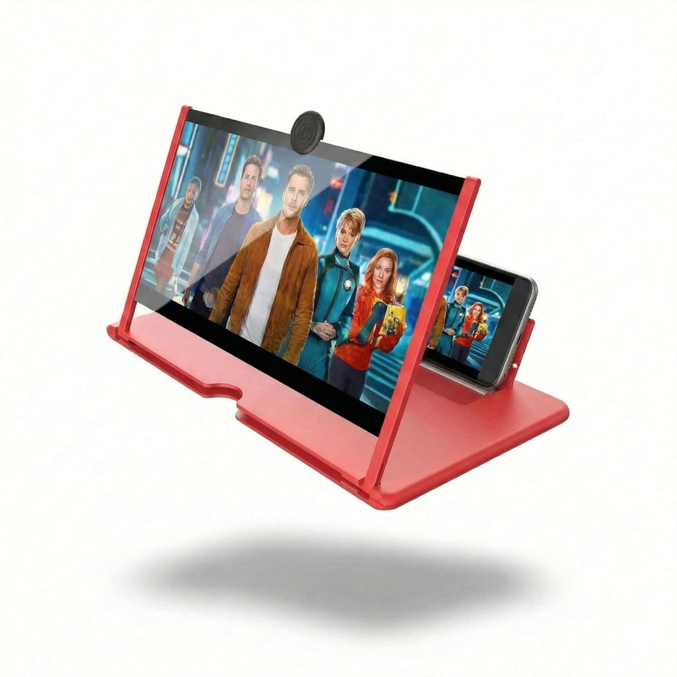 12 Inch 3D Mobile Screen Magnifier, HD Smartphone Video Amplifier with Foldable Stand, Portable Screen Enlarger Bracket for Movies, Gaming & Streaming, Red-image-48