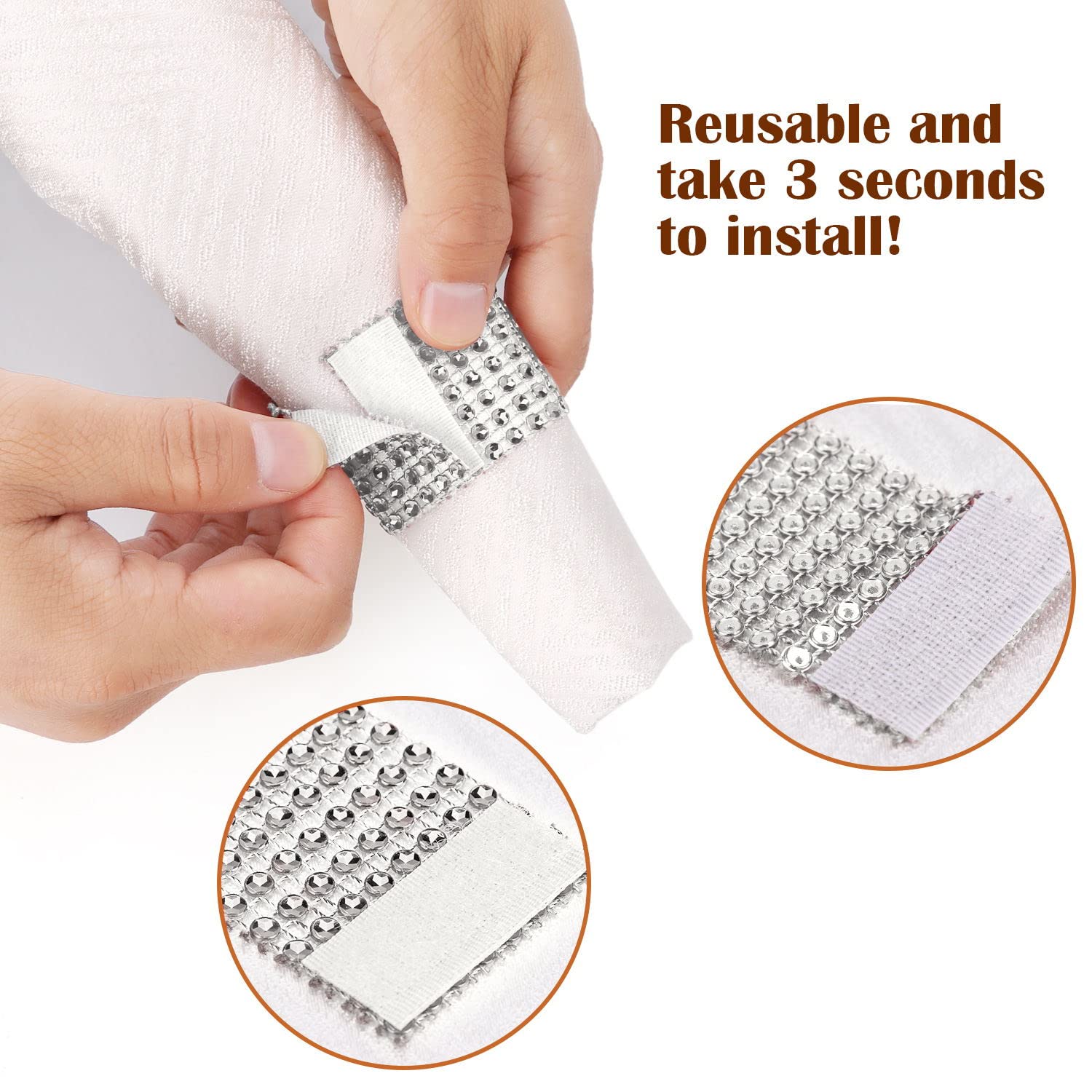 300 servilletas, hebillas brillantes para decoración de mesa, cena, boda, fiesta, decoración de bricolaje (blanco)