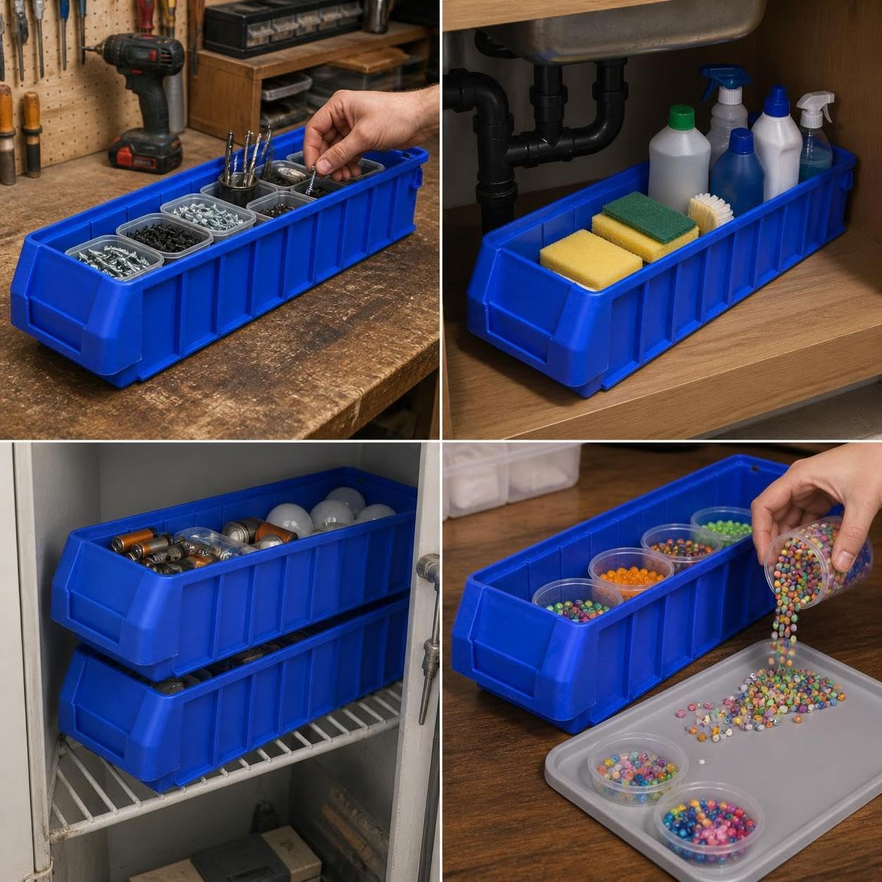 Caja Clasificadora Piezas Divisible , Pequeño 60x11.7x9cm (sin divisores)