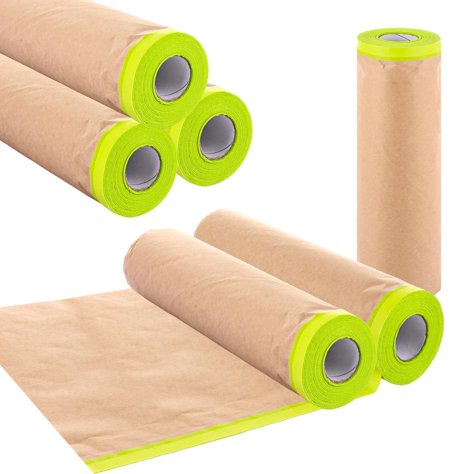 GBACHOOSE 6 Roll Masking Paper for Spraying, 55cmx15m/21''x49ft Pre-taped Masking Paper with Adhesive Tape, Paint Masking Paper Tape and Drape, Car Furniture Protection Covering Paper for Painting