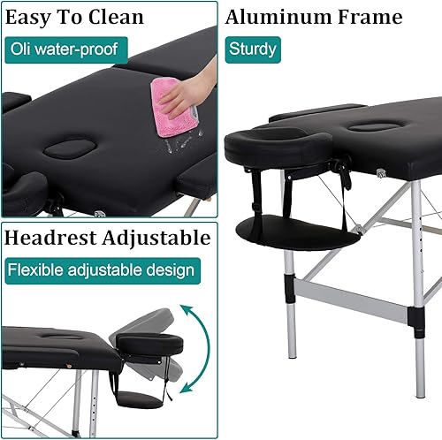 Miniatura 2 de Mesa de masaje de 73 pulgadas, base de metal, portátil con estuche de transporte, cama de spa más suave, peso ligero