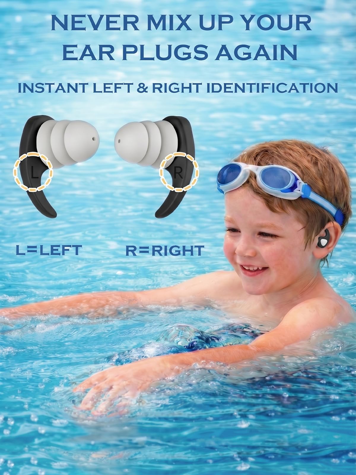 Schwimm-Ohrstöpsel für Kinder, 3 Paar Wasserdichte & Wiederverwendbare Silikon-Ohrstöpsel für Pool, Baden & Wassersport, Ohrenschutz für 3-10 Jahre