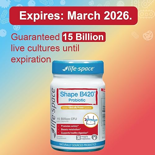 Miniatura 9 de Life-Space Shape B420 - Probióticos para mejorar la forma, impulso de GLP-1, apoyo del metabolismo clínicamente respaldado, prebióticos +