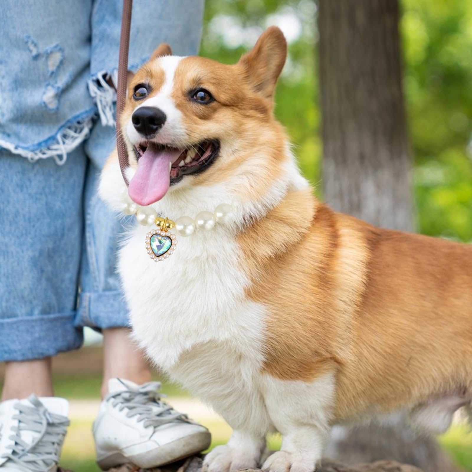 3 collares de perlas para gatos con colgante de corazón, collar de perlas ajustables para gatos, perros, bodas, fiestas, accesorios de joyería para mascotas para perros pequeños y gatos