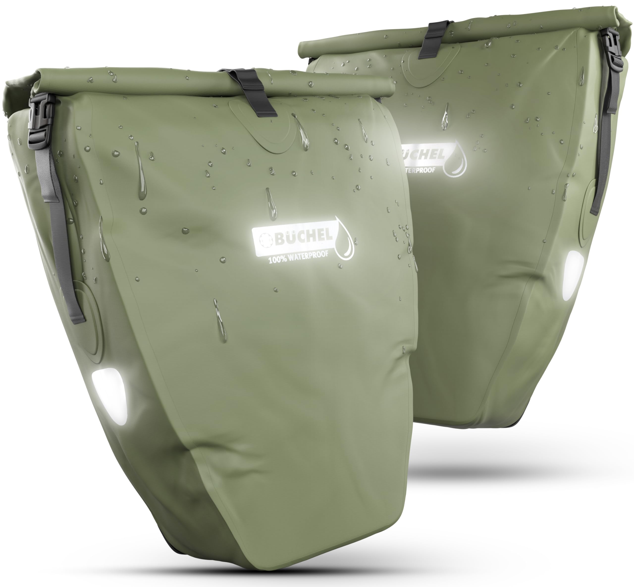 Büchel Alforjas para portaequipajes, 2 Unidades, 25,4 L – 100% Impermeable, con asa y Correa para el Hombro, Bolsa para Bicicleta, Bolsa para portaequipajes, Bolsas traseras para Bicicleta