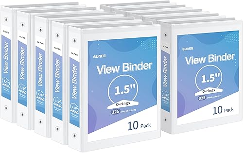 Miniatura 1 de SUNEE Carpeta de 3 anillos de 1.5 pulgadas, paquete de 10 unidades, carpeta transparente de tres anillas, sin PVC (se ajusta a 8.5 x 11 pulgadas)