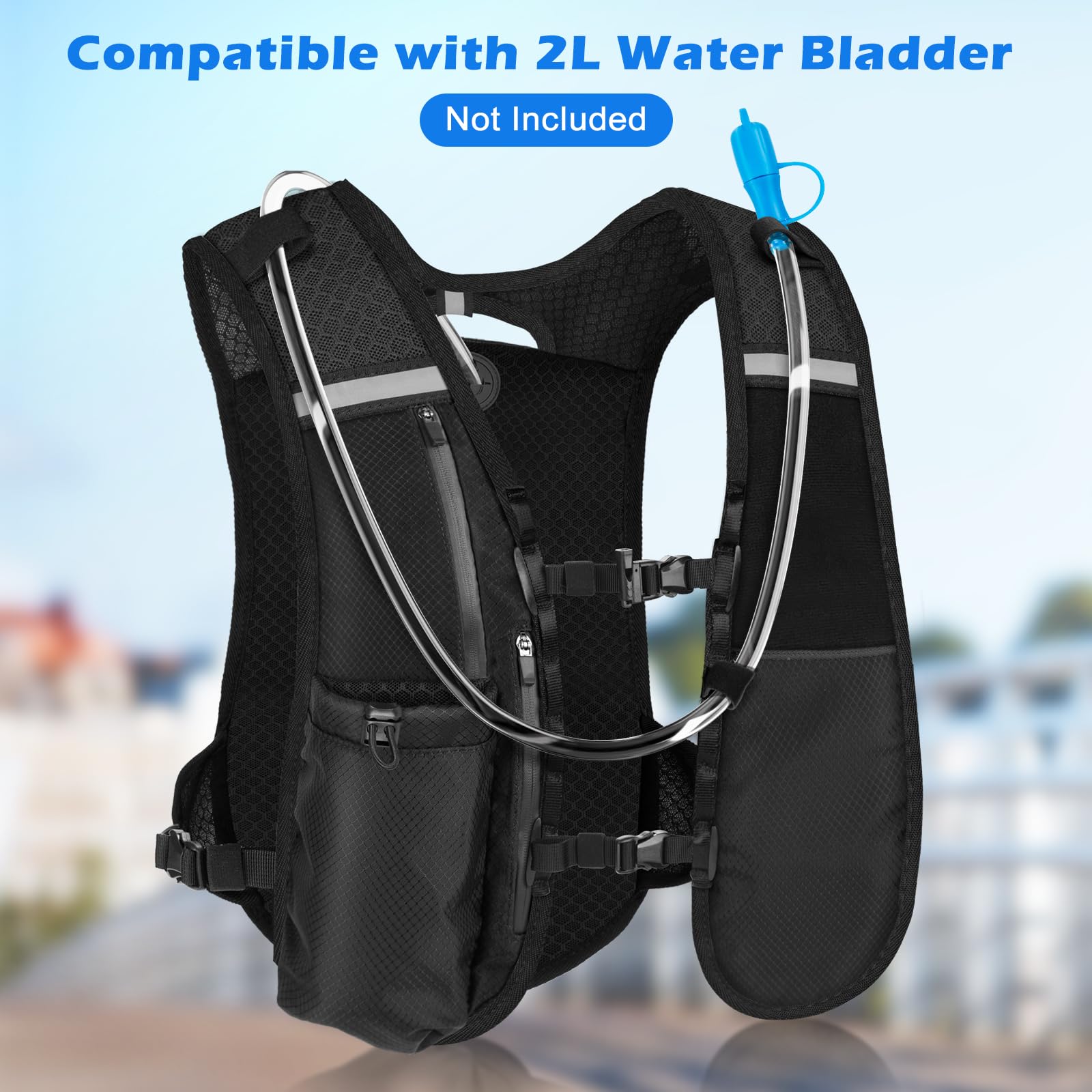 Nextyu Laufweste Damen und Herren, Trinkweste mit Trinkflasche Soft 500ML & Handytasche, Trinkrucksack Reflektierend Leicht für Trailrunning Wandern Marathon Laufen Joggen