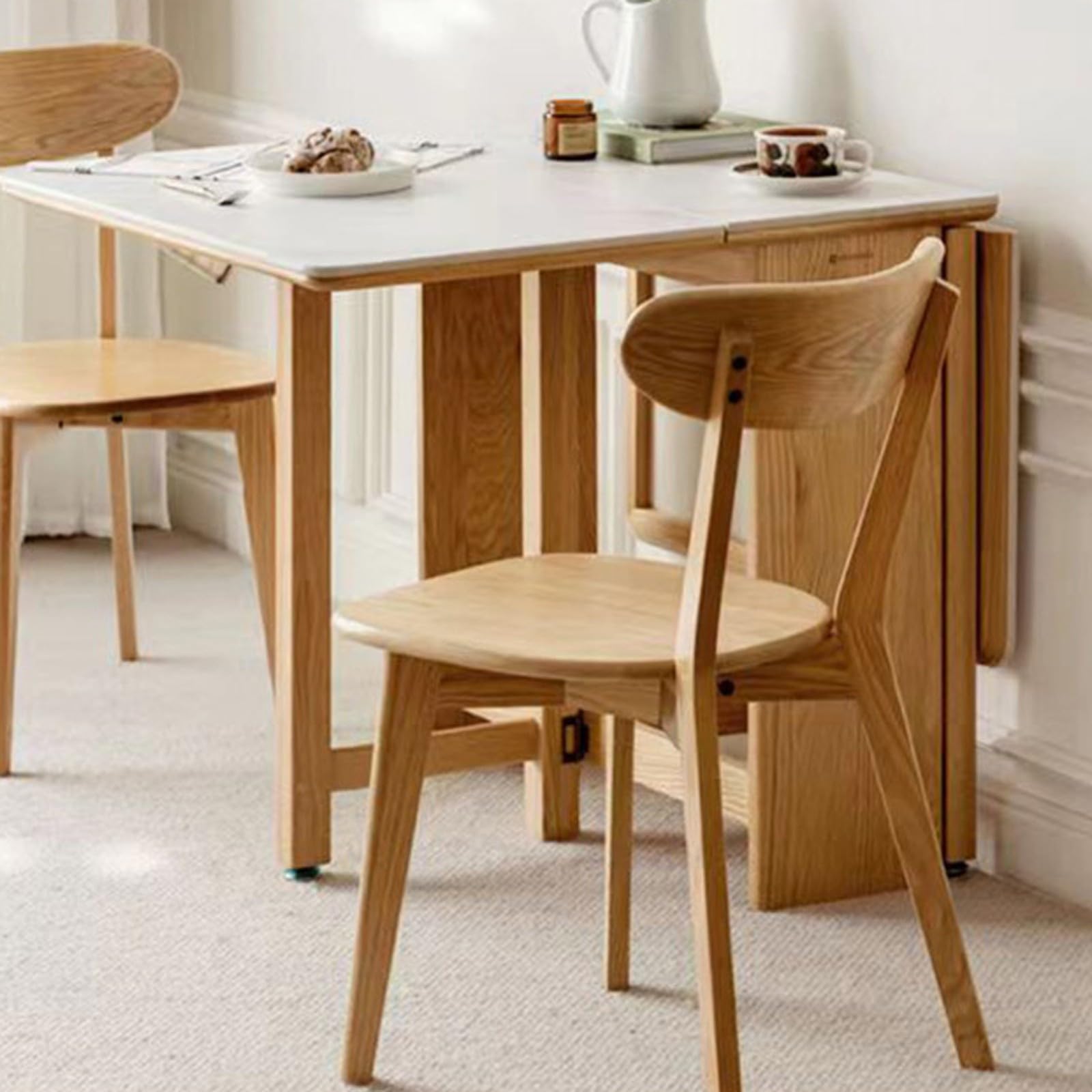 Esszimmerstühle aus Holz, Eiche, 2er-/4er-Set, Küchenstuhl aus 100% Massivholz mit abgerundeten Kanten und gebogener Rückenlehne, perfekt für Café, Restaurant Walnut,4 Piece