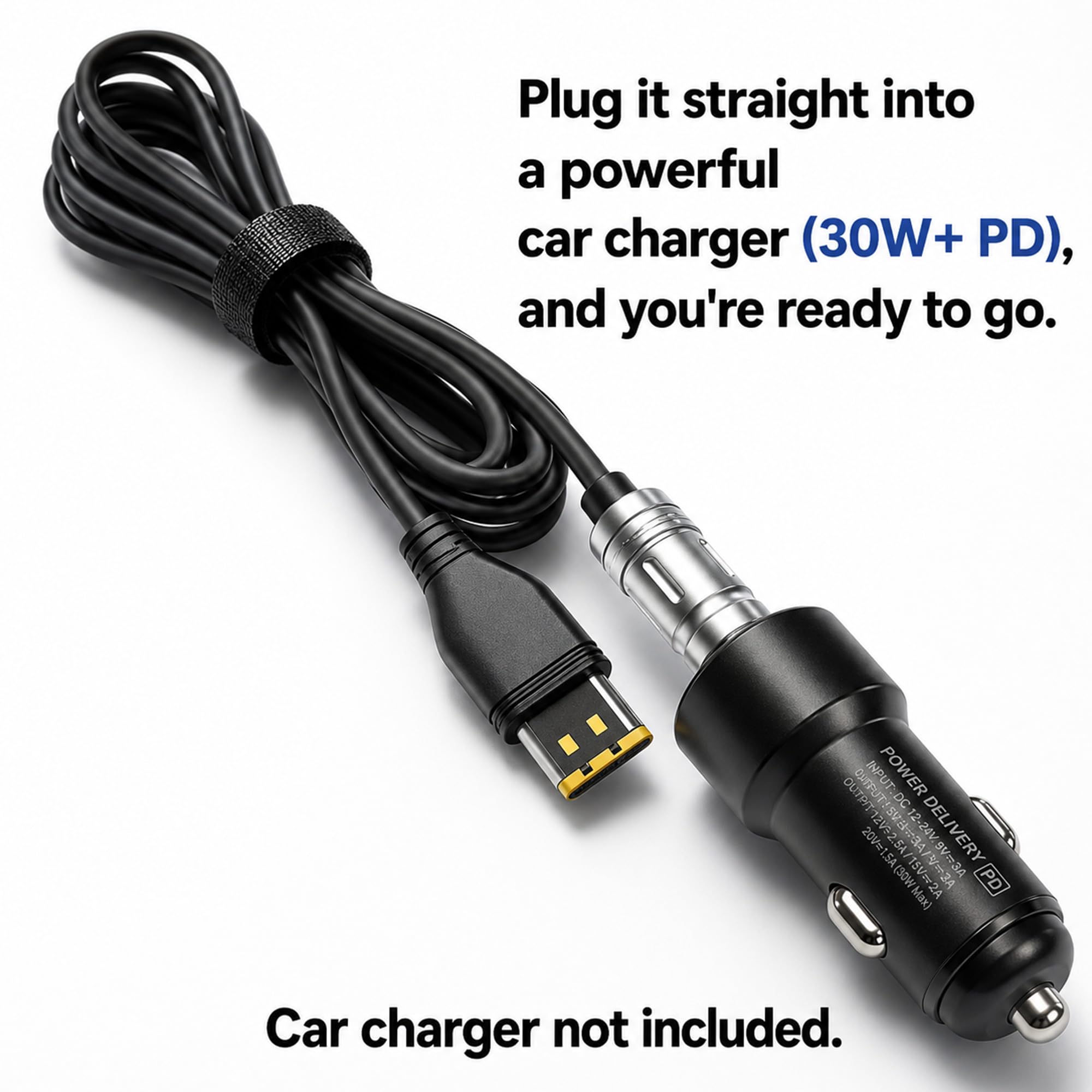 Jeasun Cavo di alimentazione USB-C per Resmed AirMini | PD Boost Cable (20V → 24V) – Funziona con power bank, caricabatterie da auto e AirMini Battery Pack | Pronto per viaggi e campeggio | 0,4 m