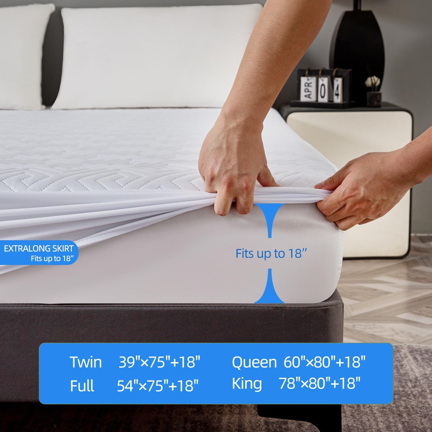 100% Waterproof Mattress Protector Queen,Breathable Quilted Bed Mattress Cover 325GSM,Hypoallergenic Noiseless Soft Mattress Pad Cover,6"-18''Deep Pocket Fitted Sheet,Vinyl Free Machine Washable