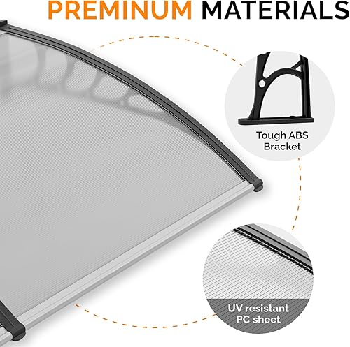 Vista 64 de VINGLI - Toldo para puerta y ventana para exteriores, 30 x 40 pulgadas, cubierta de policarbonato para puerta de patio, para protección del sol