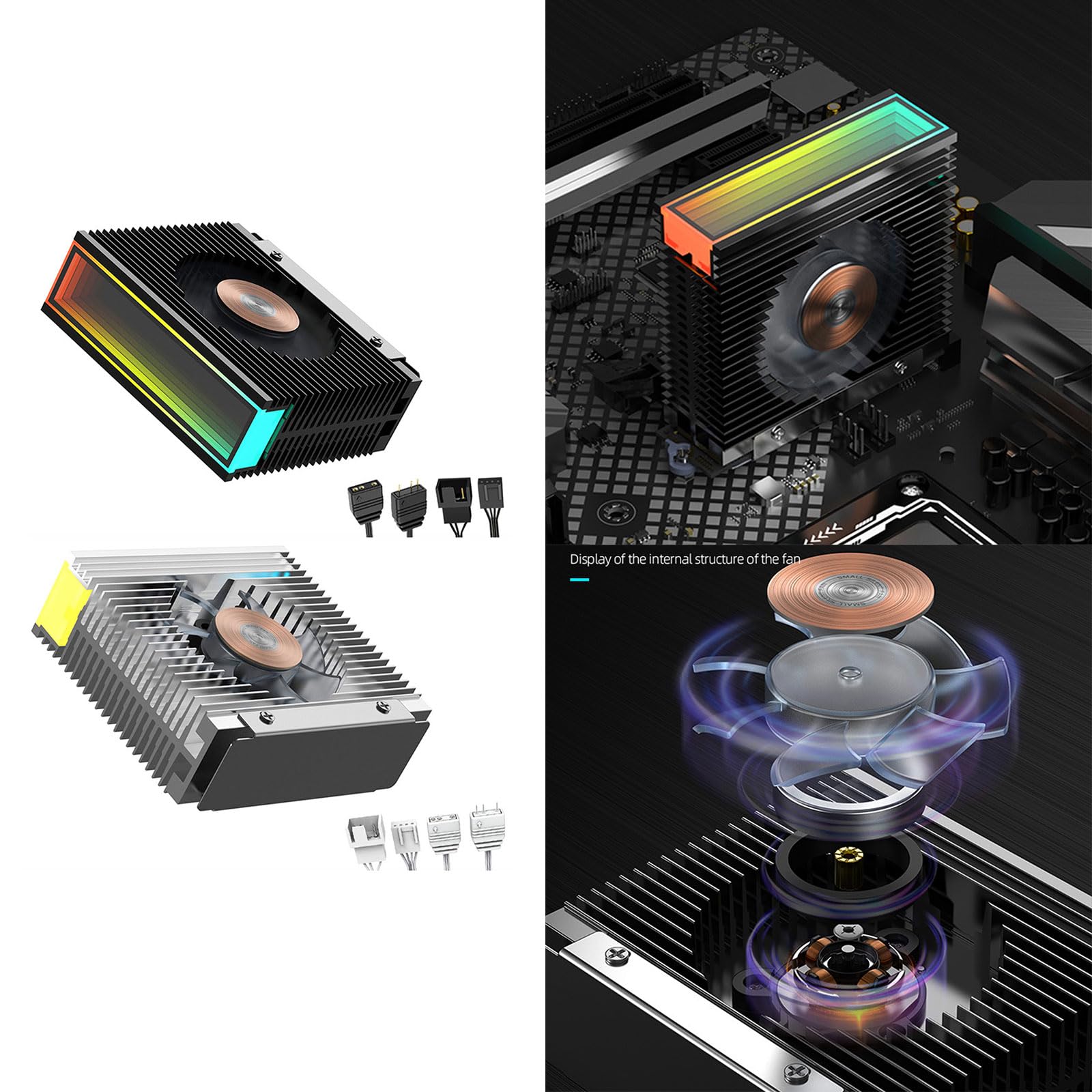 HapGlan M.2 2280 NVMe SSD Heat Sink Aluminum Alloy Radiator Dissipation Thermal Pad ARGB Tower Heatsink Coolers Fan Cooling Fan
