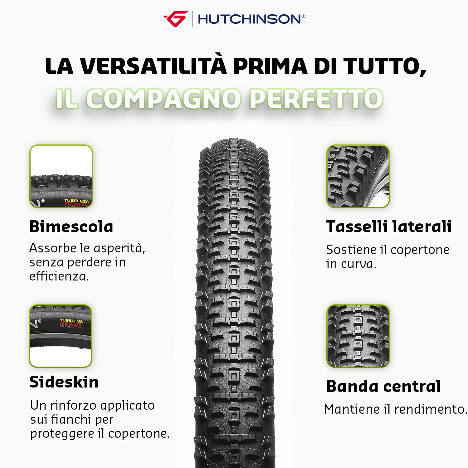 HUTCHINSON - KRAKEN - Pneumatico MTB - Per tutte le avventure - Versatilità, aderenza e sicurezza - Cerchietti flessibili - Nero - Tubeless Ready