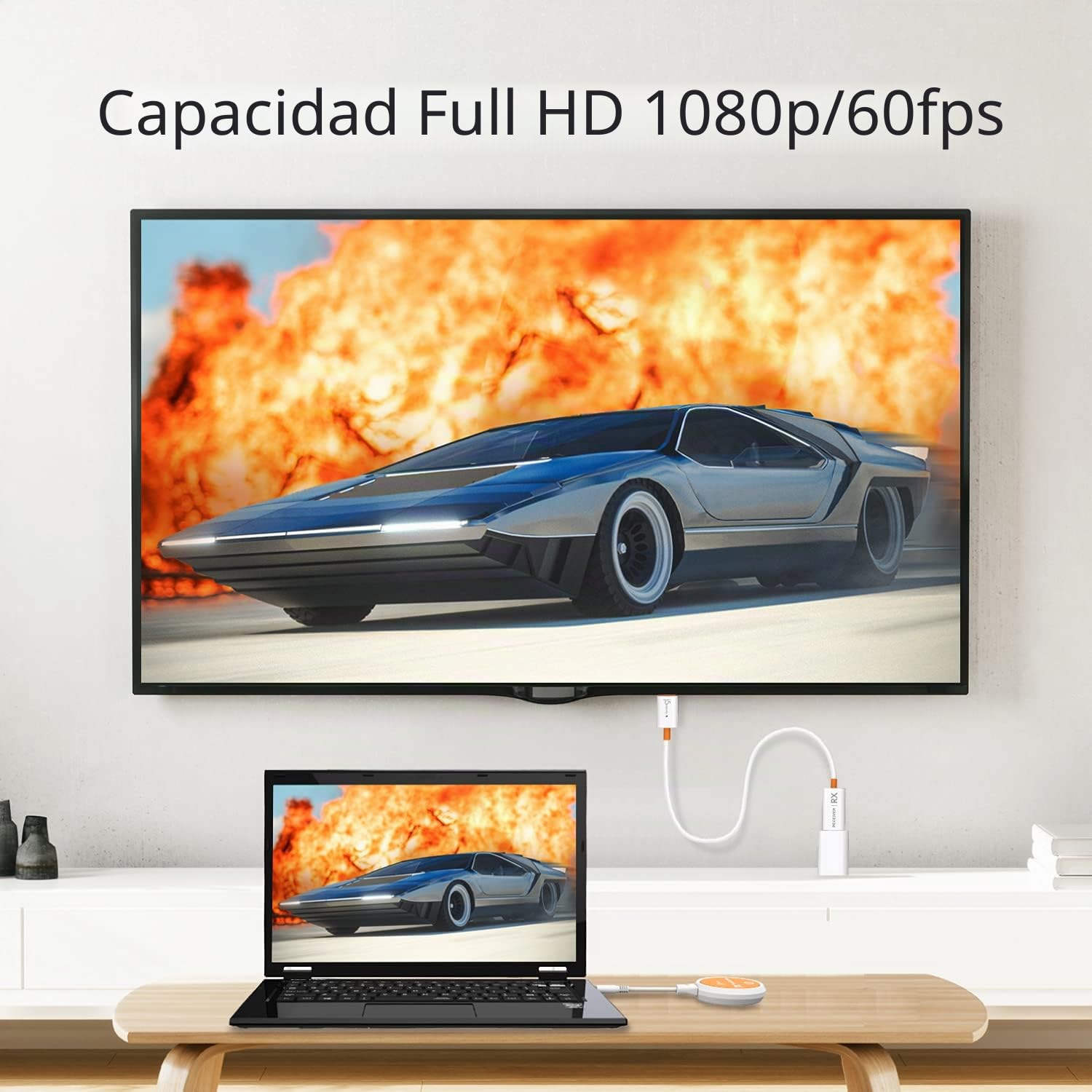 j5create ScreenCast Transmisor y Receptor de Pantalla Inalámbrico USB-C a HDMI, Soporta 1080p, Compatible con MacBook, iPad Pro, ChromeOS, Portátiles USB-C y Android (JVAW62)