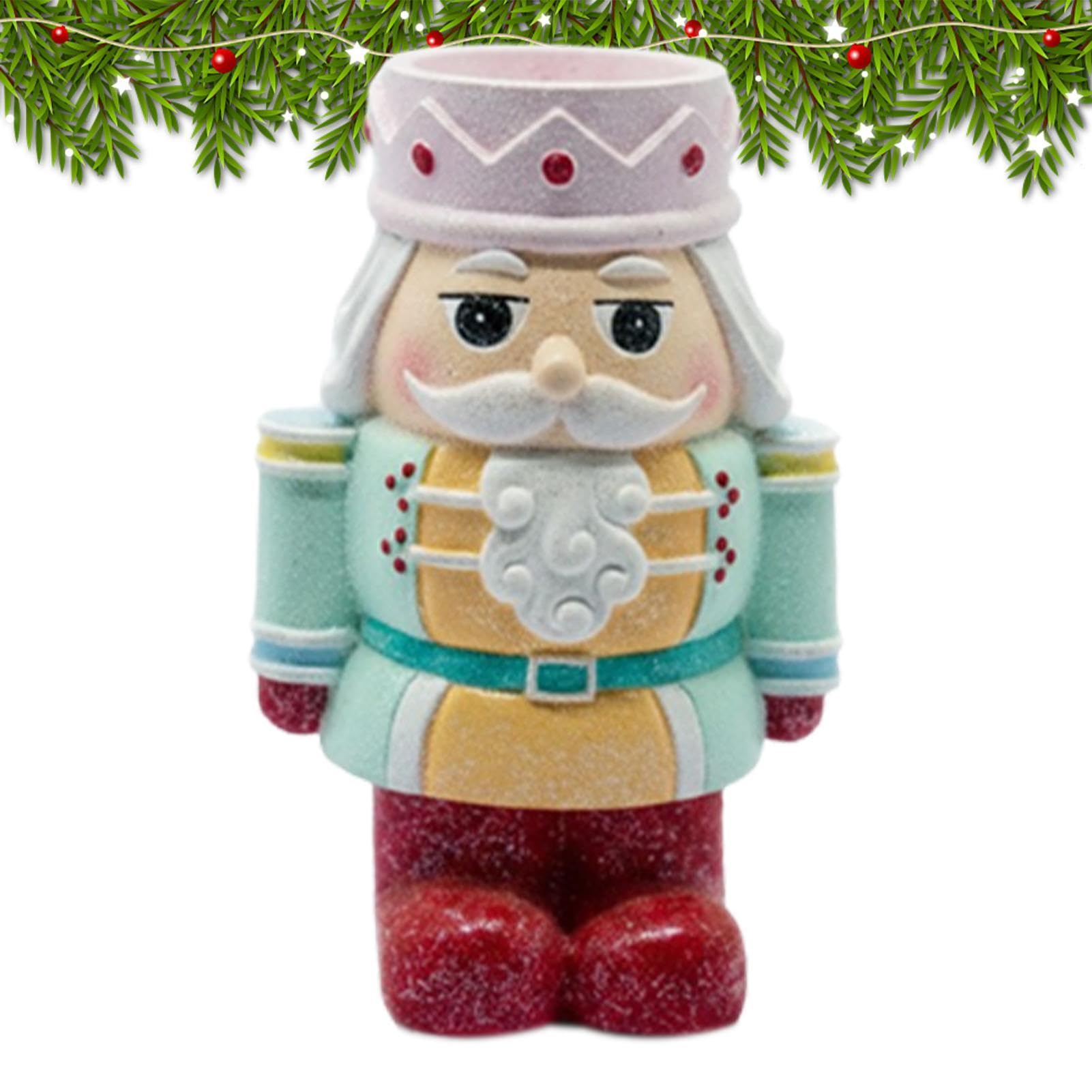 Portavelas De Navidad Figurina de Resina para Centro de Mesa | Portavelas de Vela de Té de Cascanueces de Navidad para Mesa, Estantería, Salón, Comedor, de Navidad