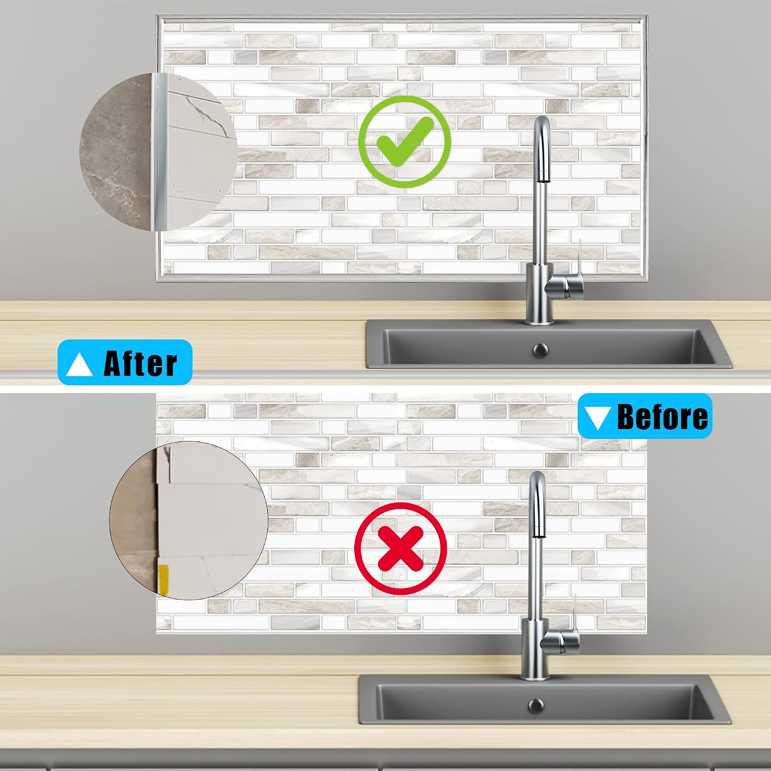 20ft Outside Vinyl Corner Trim Peel and Stick for Tile and Wall Edges, Decorative Kitchen Backsplash Trim Edge, Tile Edge trim, corner trim (Silver), HBT-PR01