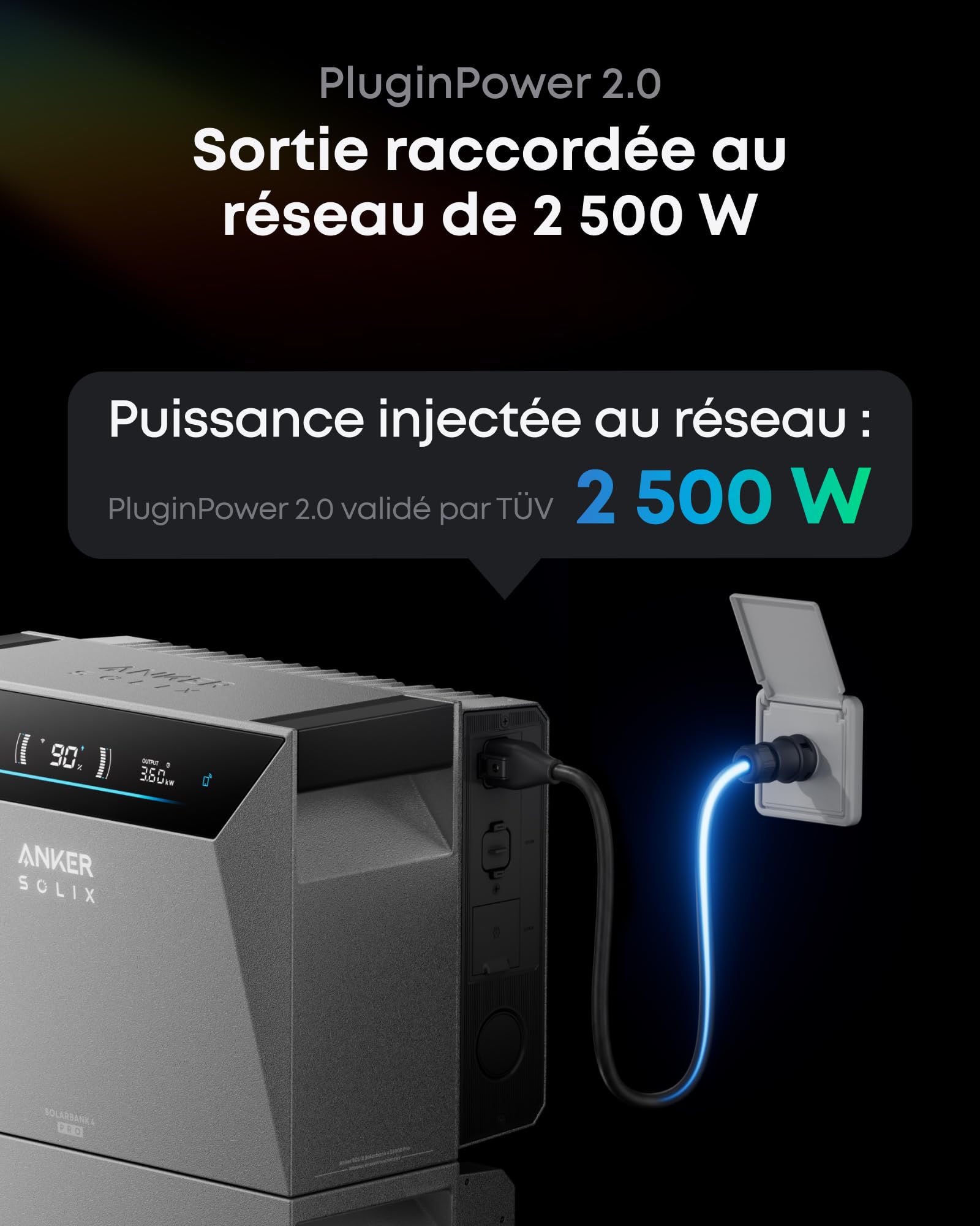 Anker SOLIX Solarbank 4 Pro (5 kWh), Batterie Solaire, BP5000 (5 kWh), 4 MPPT, entrée Solaire 5 000 W, capacité jusqu'à 30 kWh, bidirectionnelle 2 500 W, 10 000 Cycles, Anker Intelligence, Plug&Play
