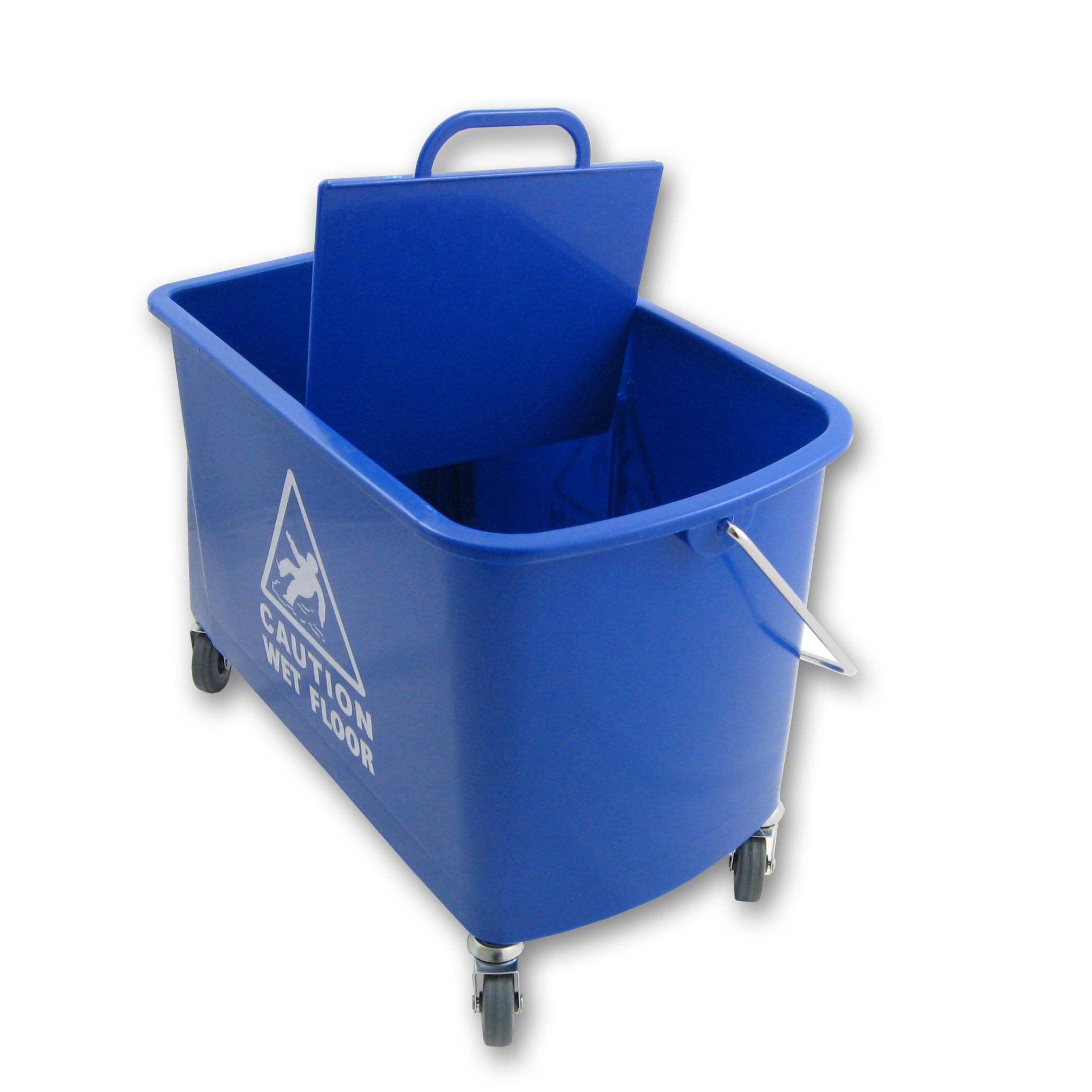 Cubo de Transporte con Prensa de Fregona de 17 litros y 2 Compartimentos | Carro de limpieza profesional con ruedas y sistema higiénico de agua separada para hoteles, oficinas y restaurantes.