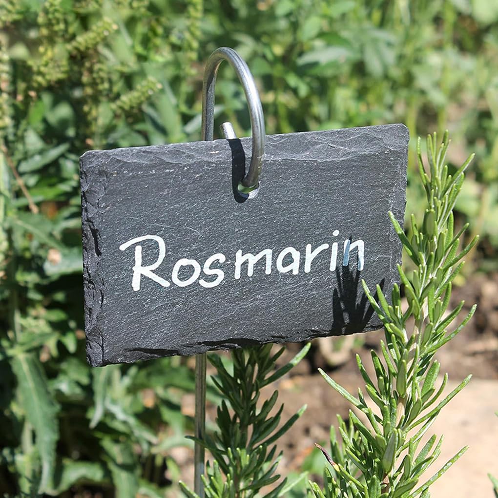 Etiquetas para plantas en losas de piedra, Ovalado-10 * 8cm | una fácil identificación de las plantas en el jardín. Juego de etiquetas para losas de piedra.